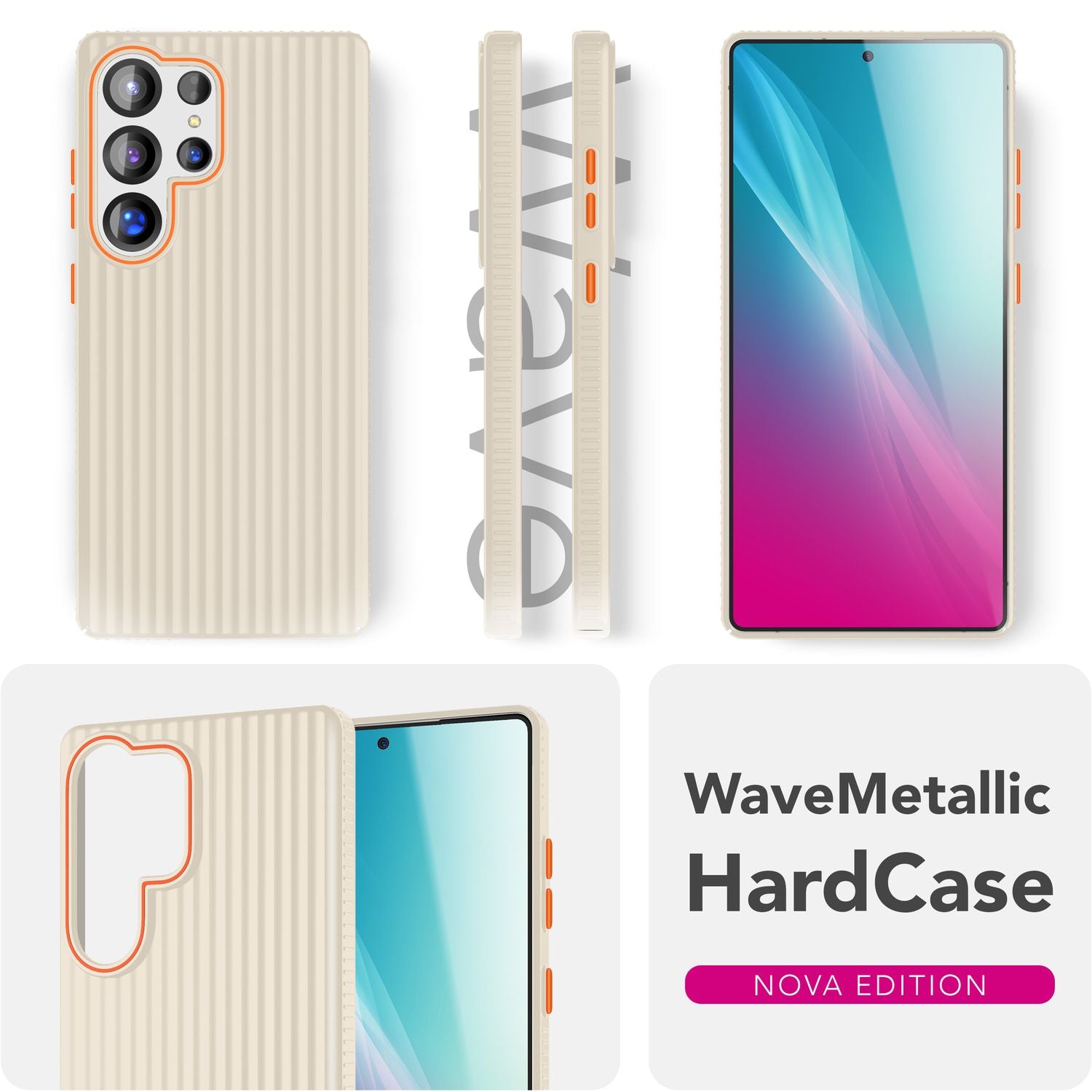 NALIA Nova für Samsung Galaxy S25 Ultra Hülle, Dünnes Hardcover in Metall Optik, mit Wellenstruktur Rillen Design, Rutschfeste Anti-Fingerabdruck Schutzhülle Stahlgrau NALIA SlimFit Hülle