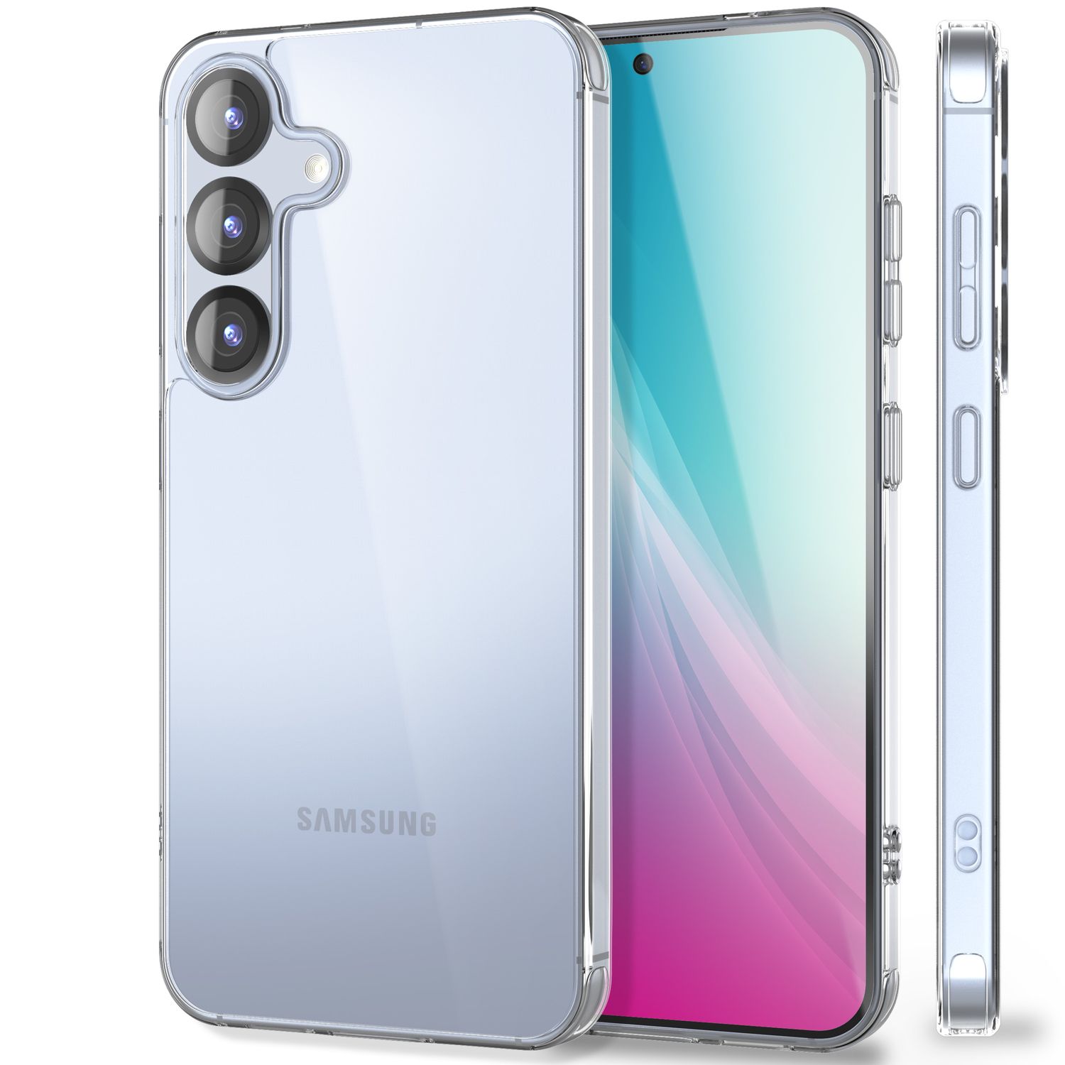 NALIA Blyss für Samsung Galaxy S25 Plus Hülle, Ultra Transparente Handyhülle, Klare Kratzfeste Harte Rückseite und Anti-Schock Silikon-Rahmen, Klarsichthülle mit Anti-Gelb Effekt