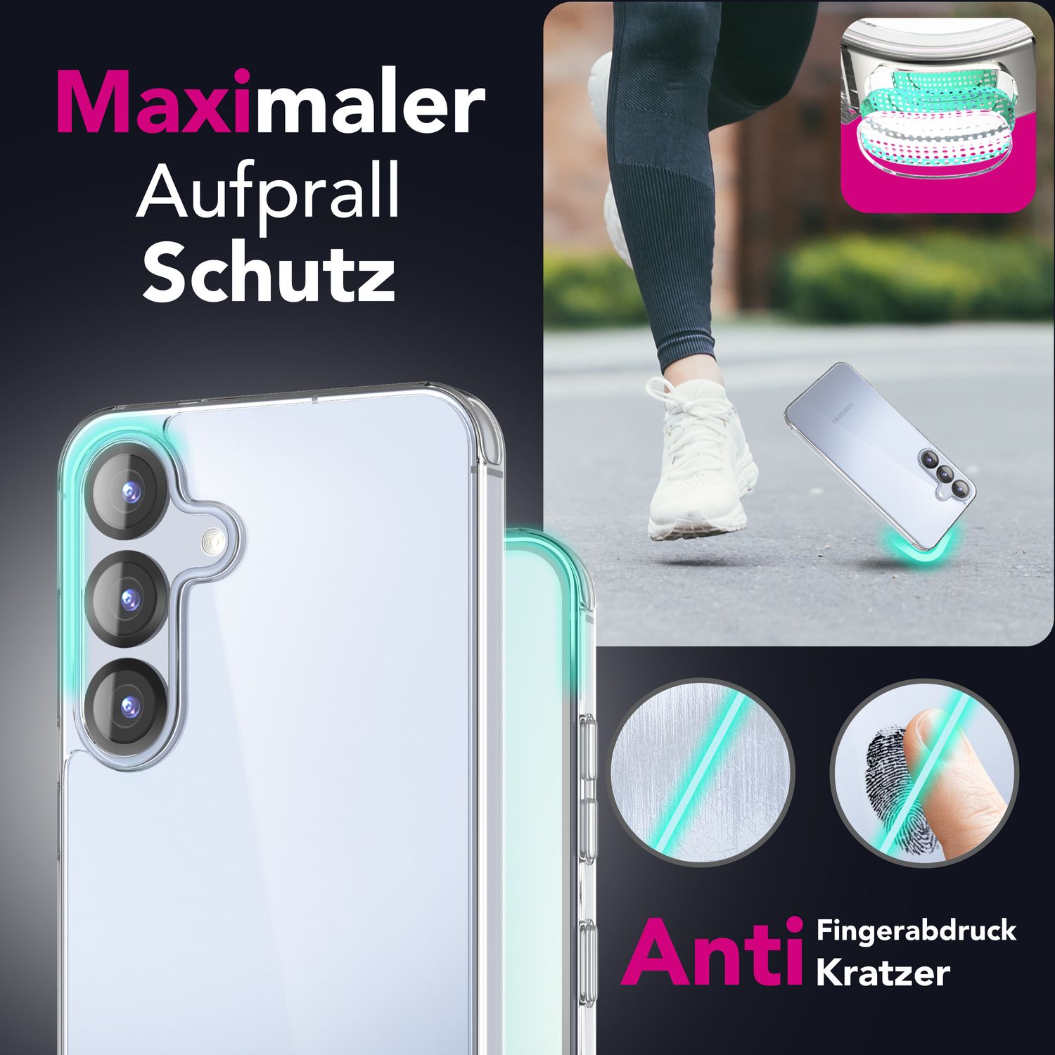 NALIA Blyss für Samsung Galaxy S25 Plus Hülle, Ultra Transparente Handyhülle, Klare Kratzfeste Harte Rückseite und Anti-Schock Silikon-Rahmen, Klarsichthülle mit Anti-Gelb Effekt Default Title NALIA Transparente Hülle