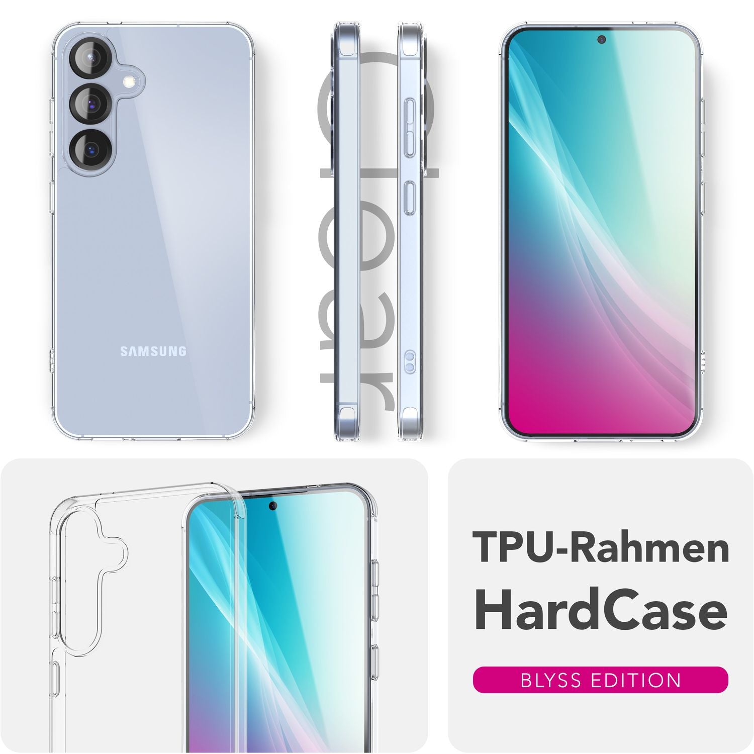 NALIA Blyss für Samsung Galaxy S25 Plus Hülle, Ultra Transparente Handyhülle, Klare Kratzfeste Harte Rückseite und Anti-Schock Silikon-Rahmen, Klarsichthülle mit Anti-Gelb Effekt Default Title NALIA Transparente Hülle