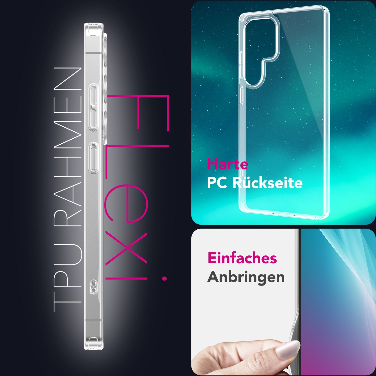 NALIA Blyss für Samsung Galaxy S25 Ultra Hülle, Hochtransparente Kratzfeste Handyhülle, Harte Robuste Rückseite und Anti-Schock Silikon-Rahmen, Klare Schutzhülle, Anti-Gelb Effekt Default Title NALIA Transparente Hülle