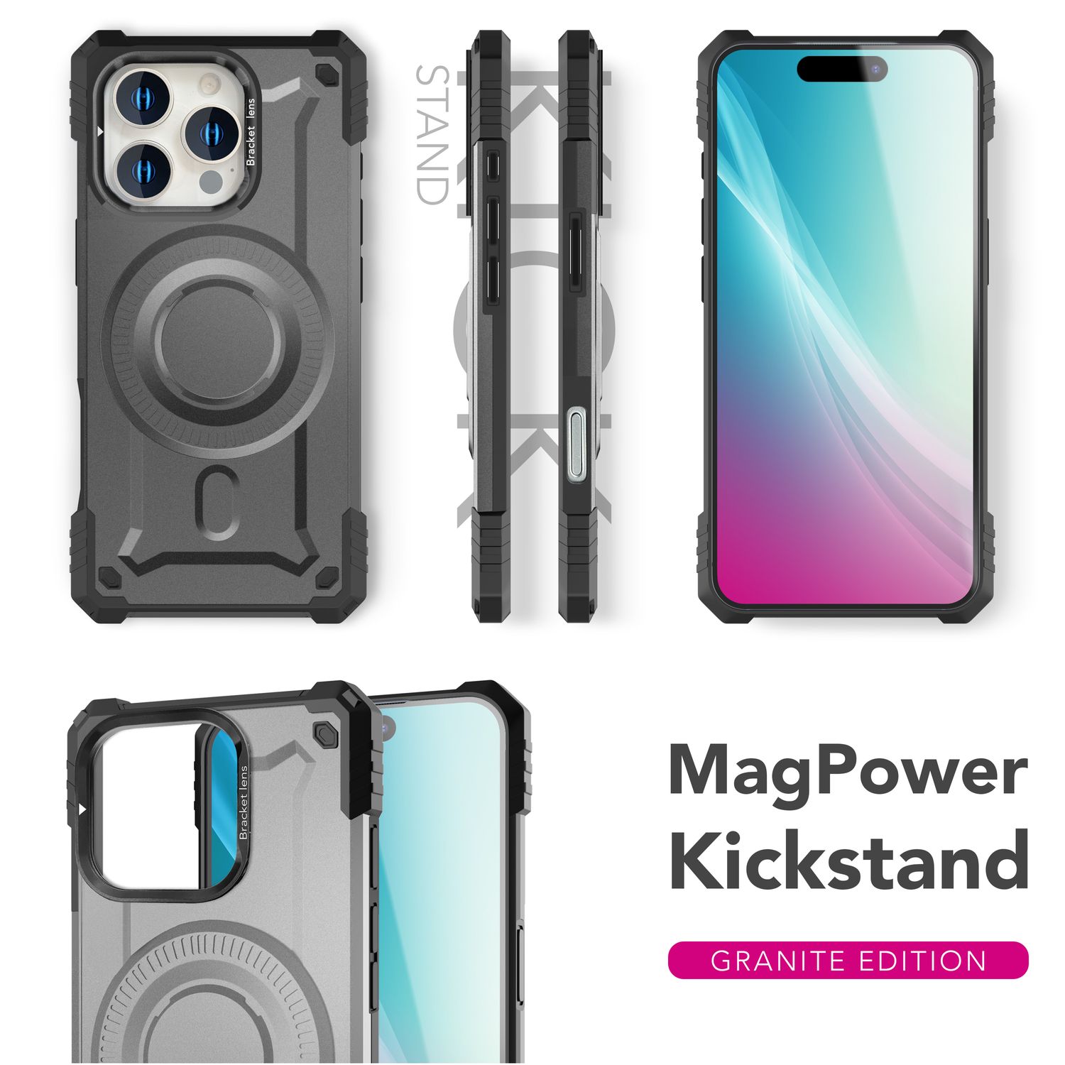 NALIA MagSafe Hülle iPhone 16 Pro Max Case stoßfest Armor Titan Grau NALIA Outdoor Hülle