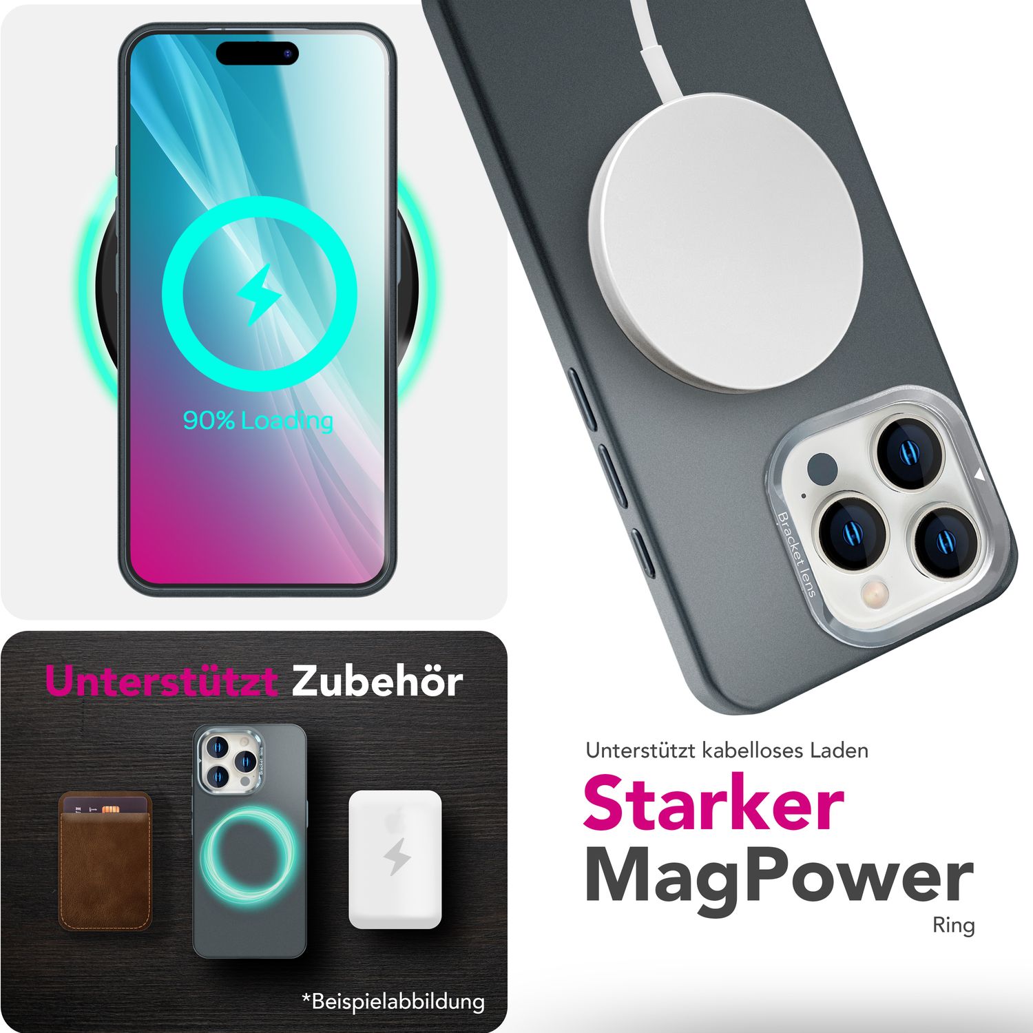 NALIA MagSafe Hülle iPhone 16 Pro Case matt stoßfest Titan Schwarz NALIA Protective Hülle
