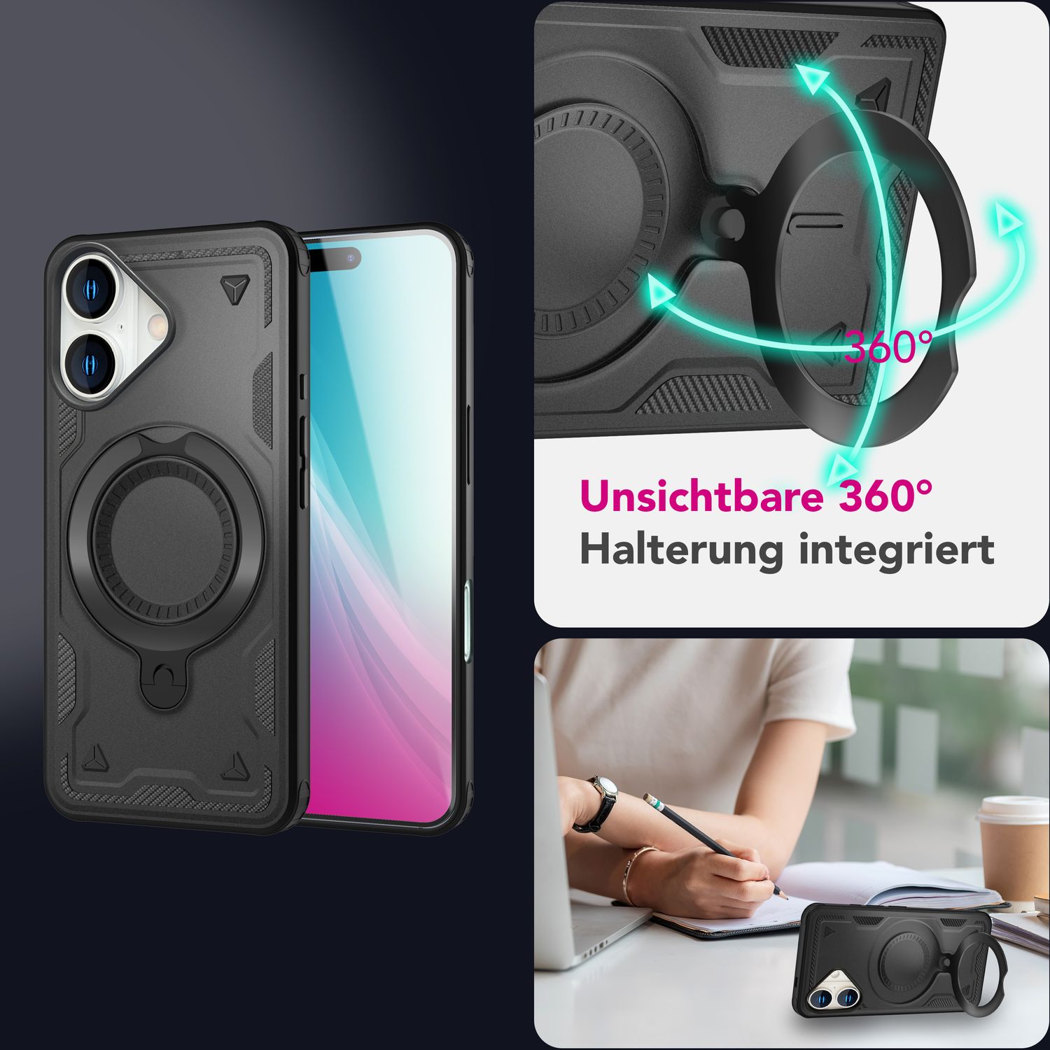 NALIA MagSafe Ring Hülle iPhone 16 Case 360° stoßfest Default Title NALIA Outdoor Hülle