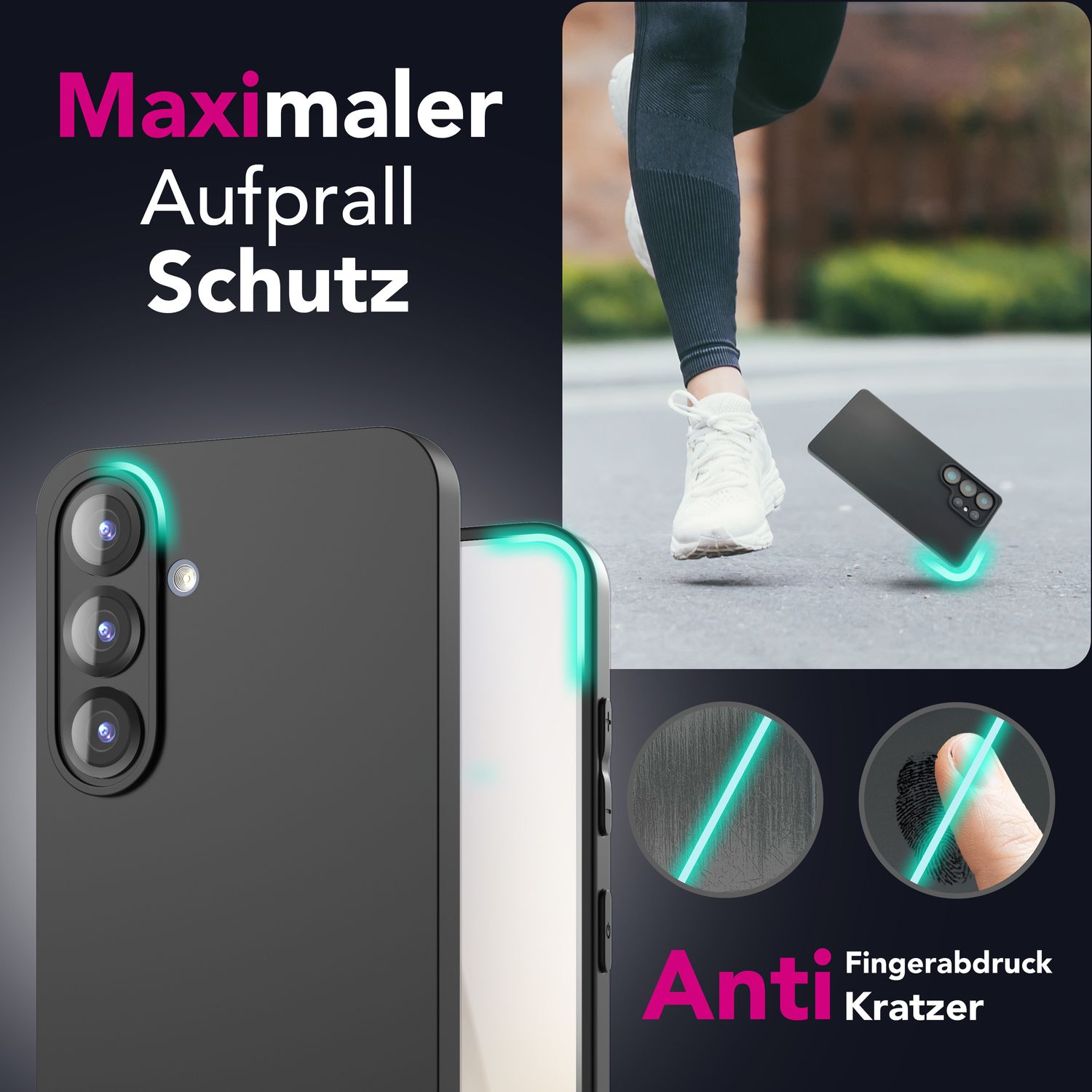 NALIA Strider für Samsung Galaxy S25 Plus Hülle, Schwarze Silikonhülle, Dünne Mattierte Handyhülle mit erhöhtem Kameraschutz und Tastenschutz, Flexible Robuste Schutzhülle Default Title NALIA Protective Hülle