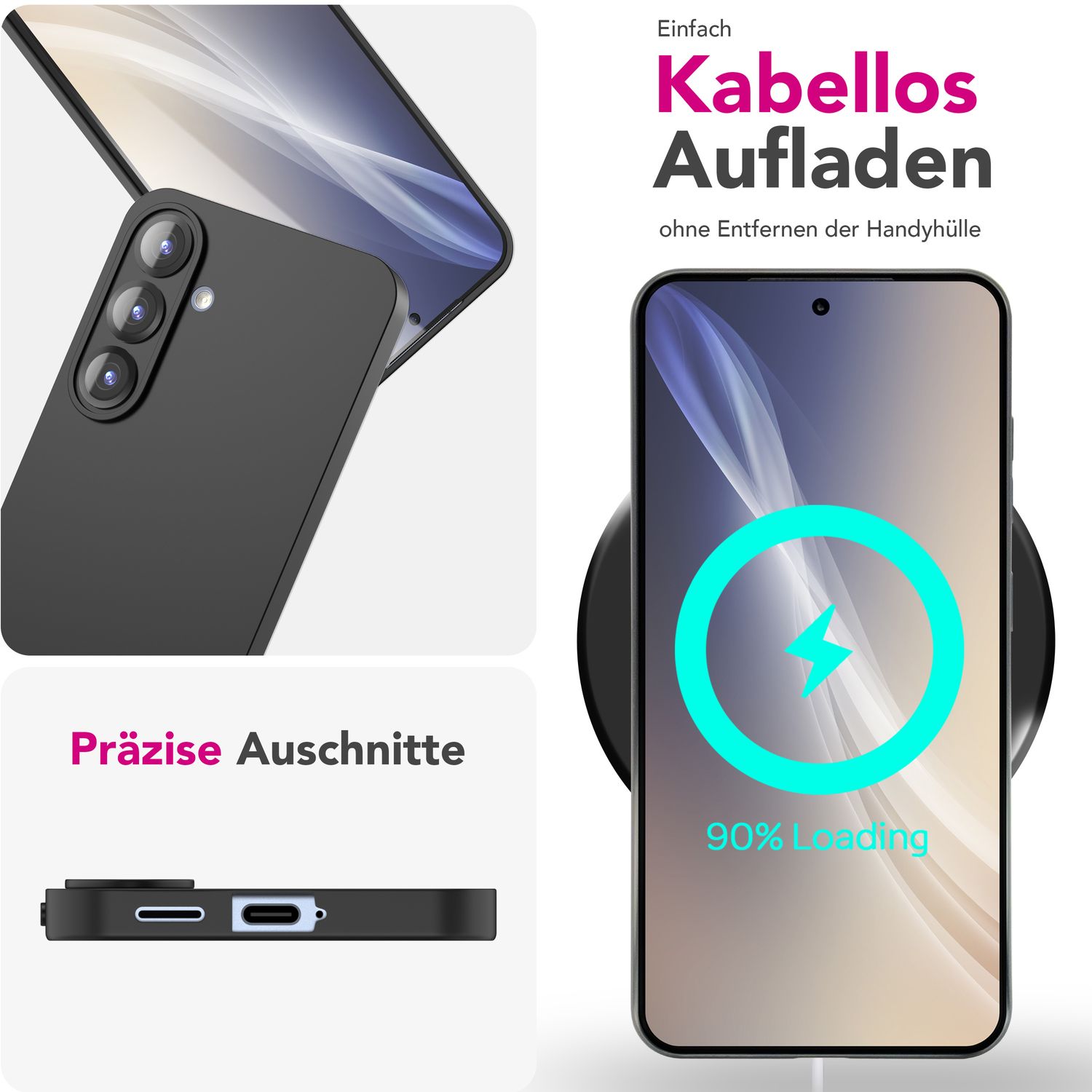 NALIA Strider für Samsung Galaxy S25 Plus Hülle, Schwarze Silikonhülle, Dünne Mattierte Handyhülle mit erhöhtem Kameraschutz und Tastenschutz, Flexible Robuste Schutzhülle Default Title NALIA Protective Hülle