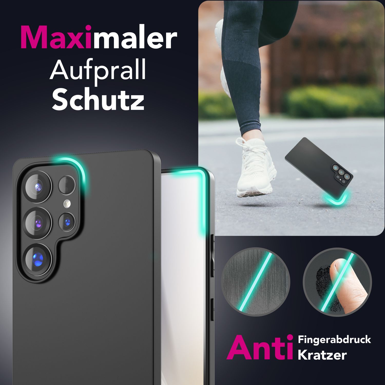 NALIA Strider für Samsung Galaxy S25 Ultra Hülle, Schwarze Silikonhülle, Schlanke Mattierte Handyhülle mit erhöhtem Kameraschutz und Tastenschutz, Flexible Griffige Schutzhülle Default Title NALIA Protective Hülle