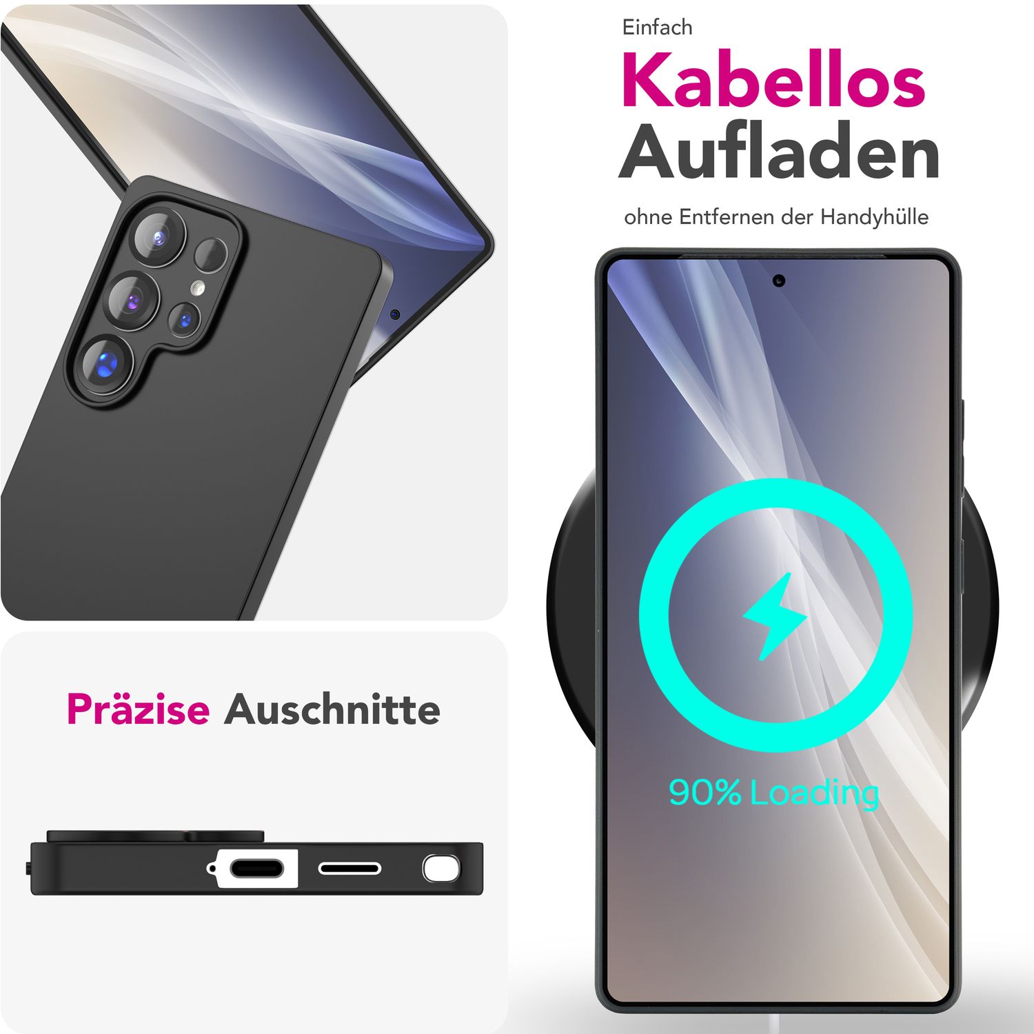 NALIA Strider für Samsung Galaxy S25 Ultra Hülle, Schwarze Silikonhülle, Schlanke Mattierte Handyhülle mit erhöhtem Kameraschutz und Tastenschutz, Flexible Griffige Schutzhülle Default Title NALIA Protective Hülle