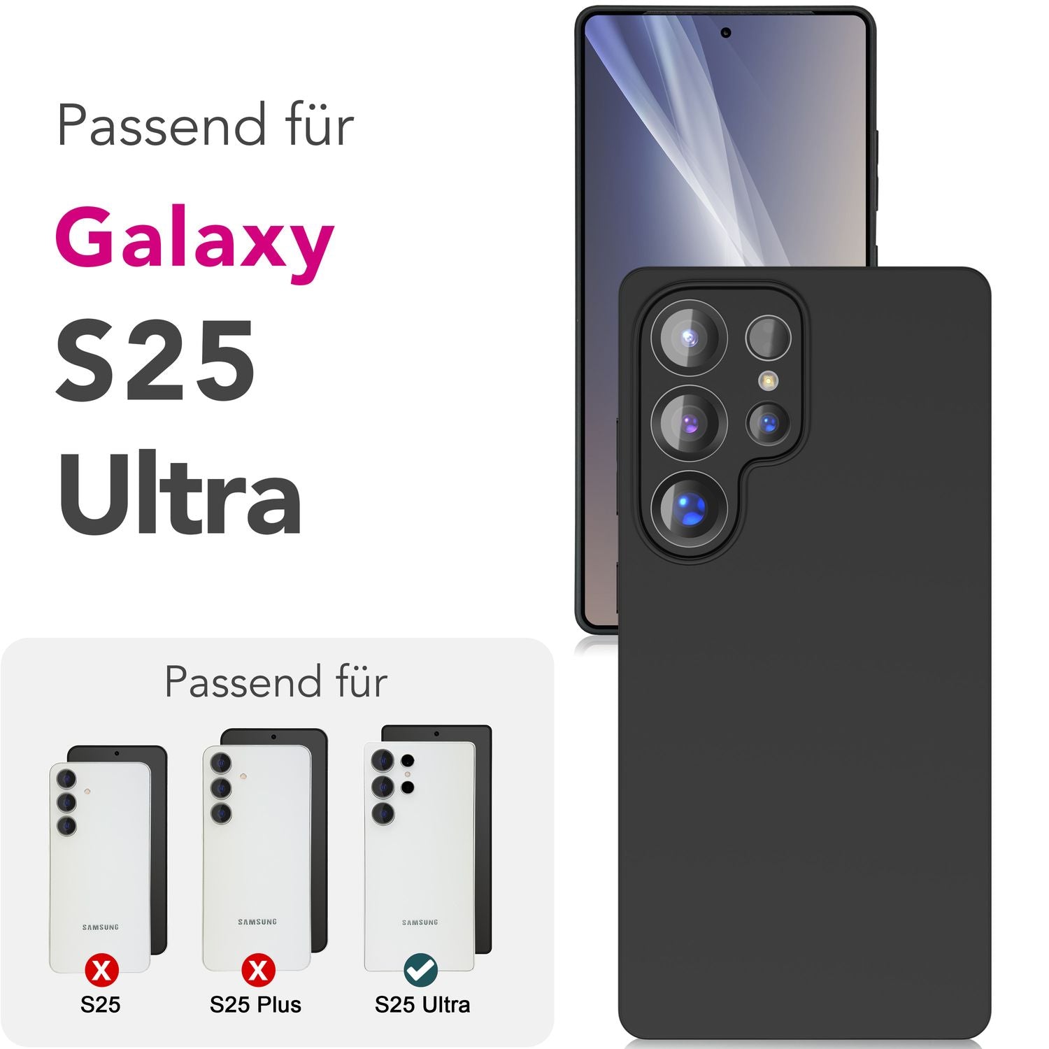 NALIA Strider für Samsung Galaxy S25 Ultra Hülle, Schwarze Silikonhülle, Schlanke Mattierte Handyhülle mit erhöhtem Kameraschutz und Tastenschutz, Flexible Griffige Schutzhülle Default Title NALIA Protective Hülle