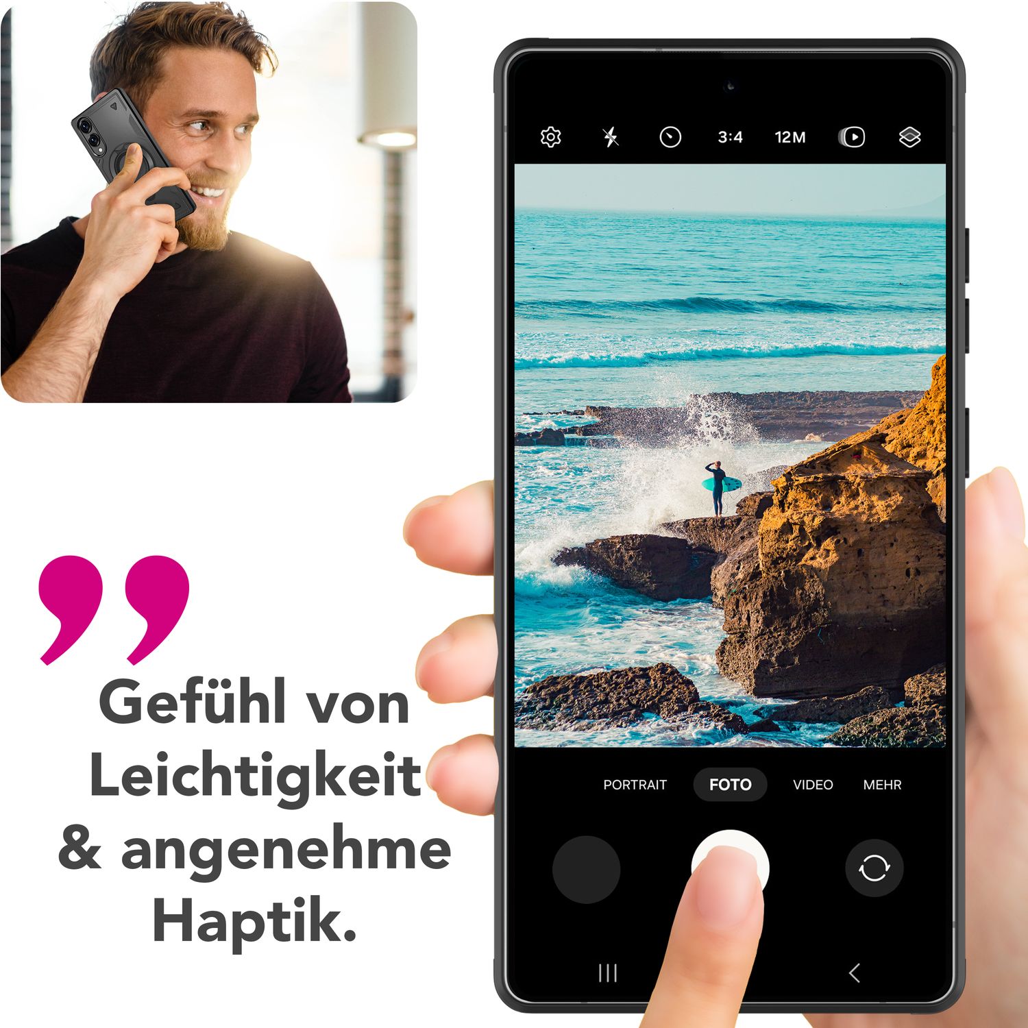 NALIA Stormguard Hülle für Samsung Galaxy S25 Edge – für MagSafe, Panzerhülle mit 360° Ring, Schlagfest & Stabil, Verstärkter Fallschutz, Militär Schutzklasse