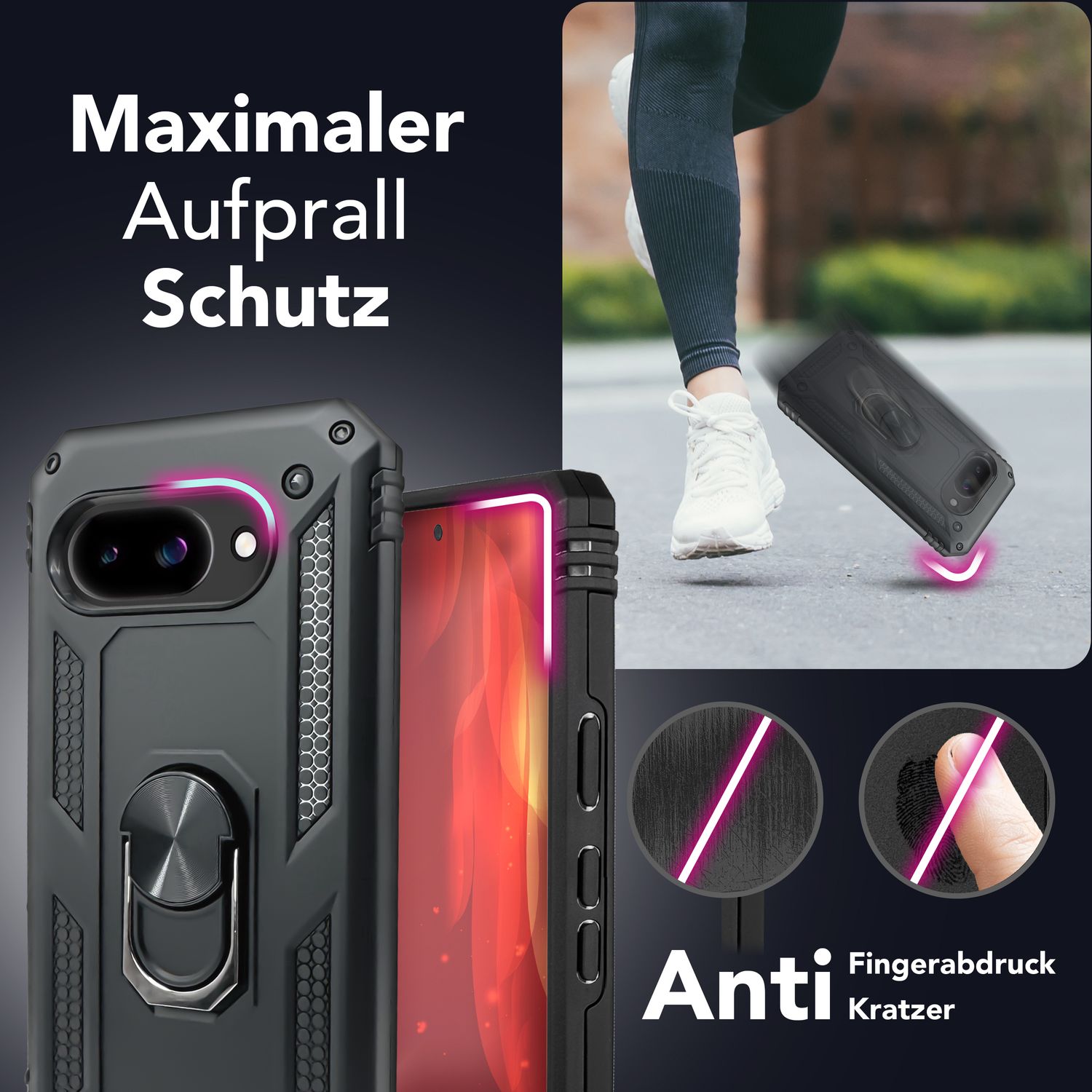 NALIA Outdoor Ring Hülle Google Pixel 9a Case 360° stoßfest Default Title NALIA Outdoor Hülle