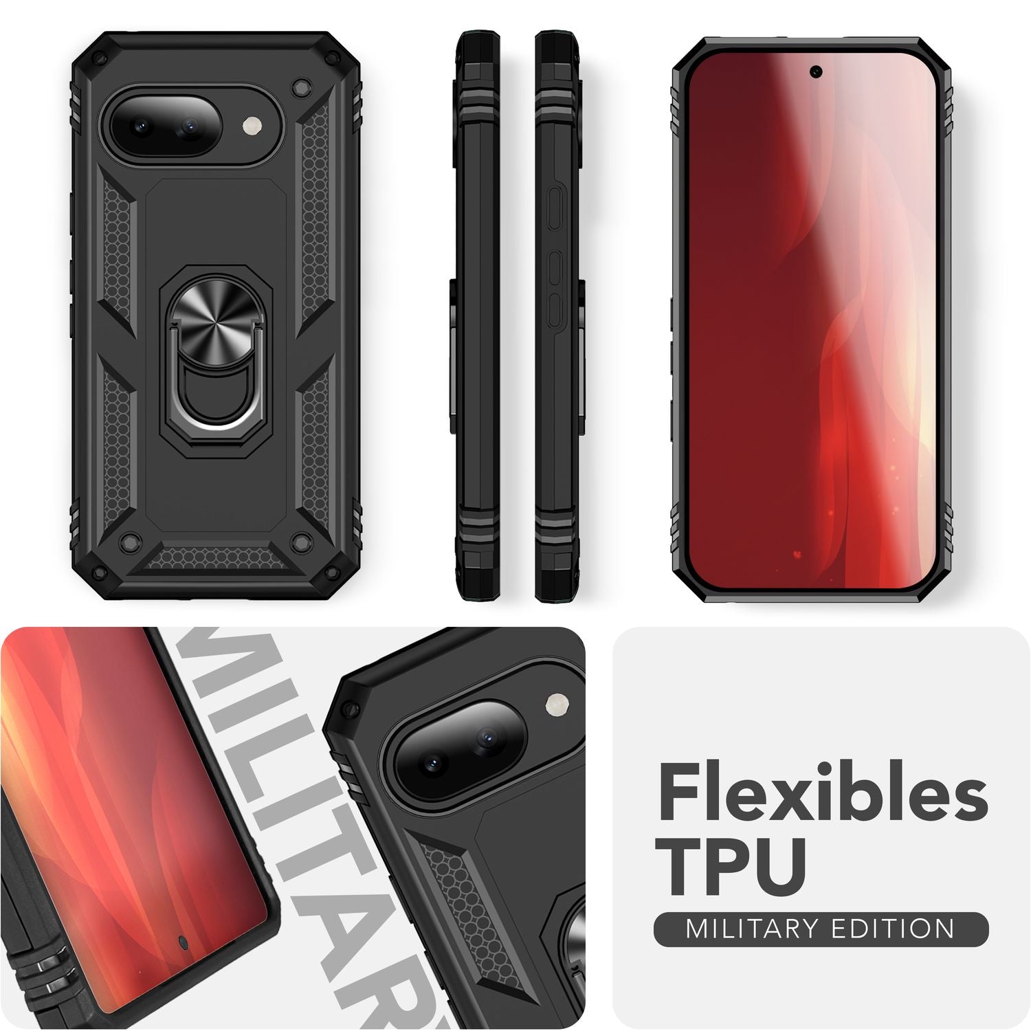 NALIA Outdoor Ring Hülle Google Pixel 9a Case 360° stoßfest Default Title NALIA Outdoor Hülle
