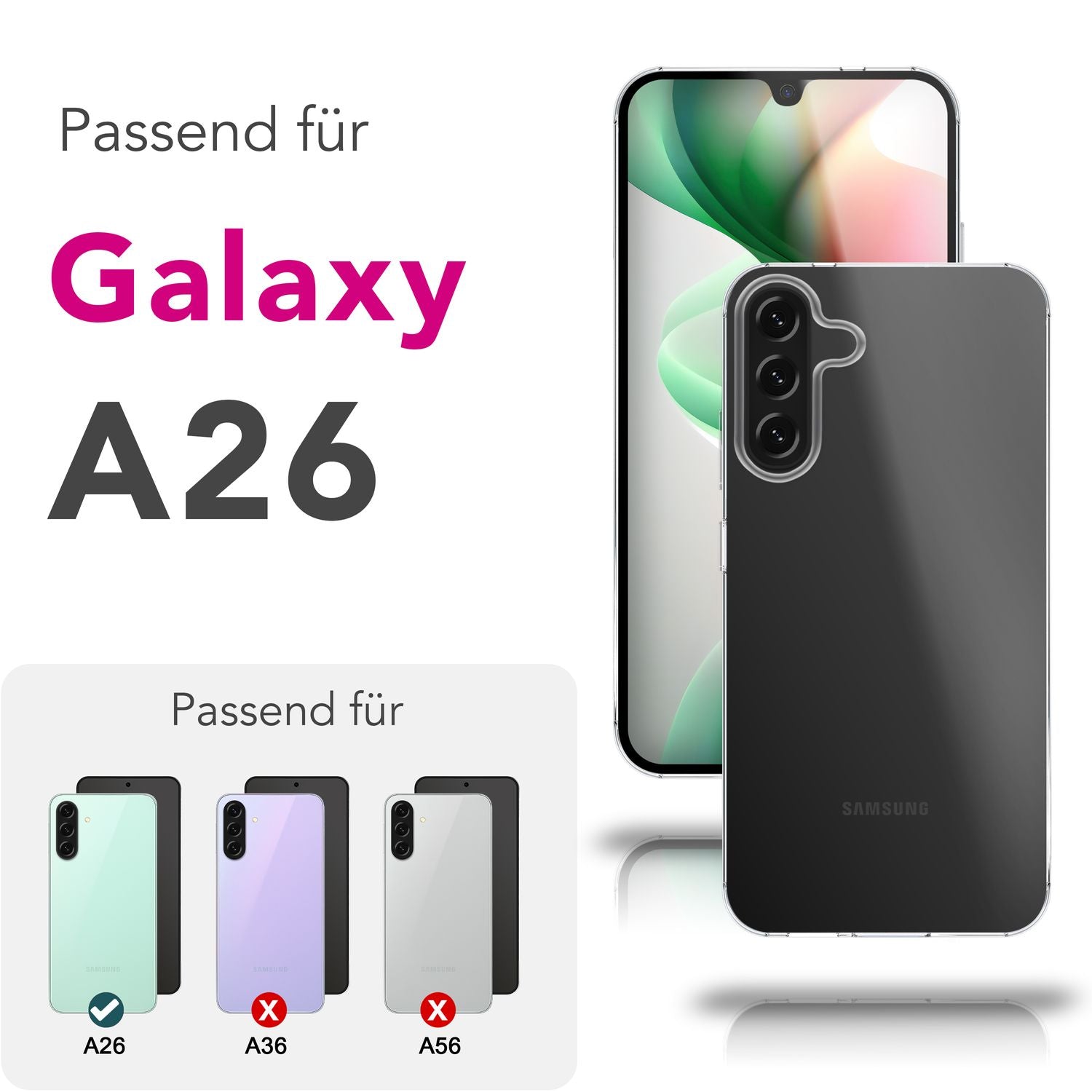 NALIA AirFlex Hülle für Samsung Galaxy A26 – Flexibles TPU Cover in Transparenz, Durchsichtig & Schlank, Passgenaue Silikon Schutzhülle, Dünn & Dezent, Strapazierfähige Handyhülle Default Title NALIA Transparente Hülle