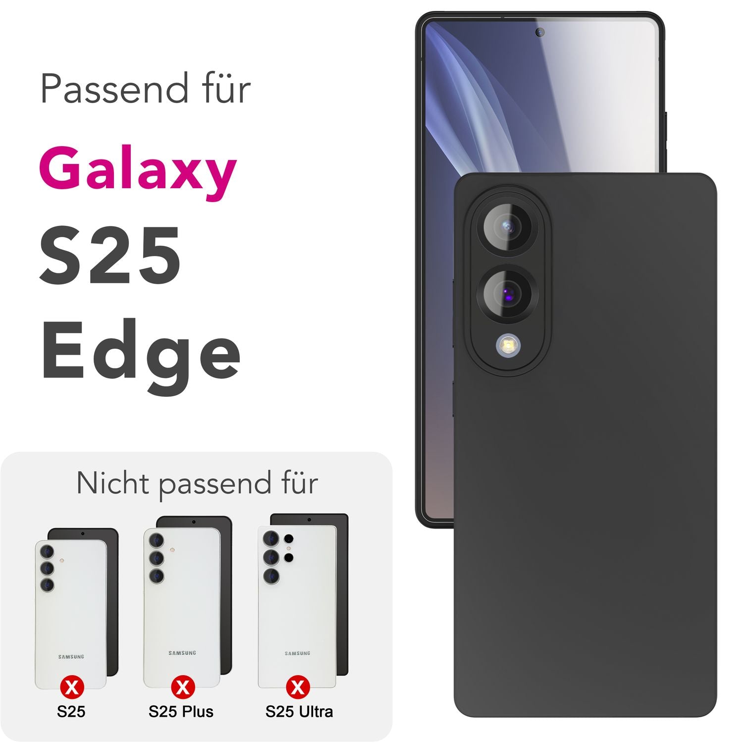 NALIA Strider Hülle für Samsung Galaxy S25 Edge – Schwarze Silikonhülle, Dünn & Schlank, Mattiert, Eingelassene Tasten-Kappen, Erhöhter Staubschutz, Strapazierfähig & Flexibel