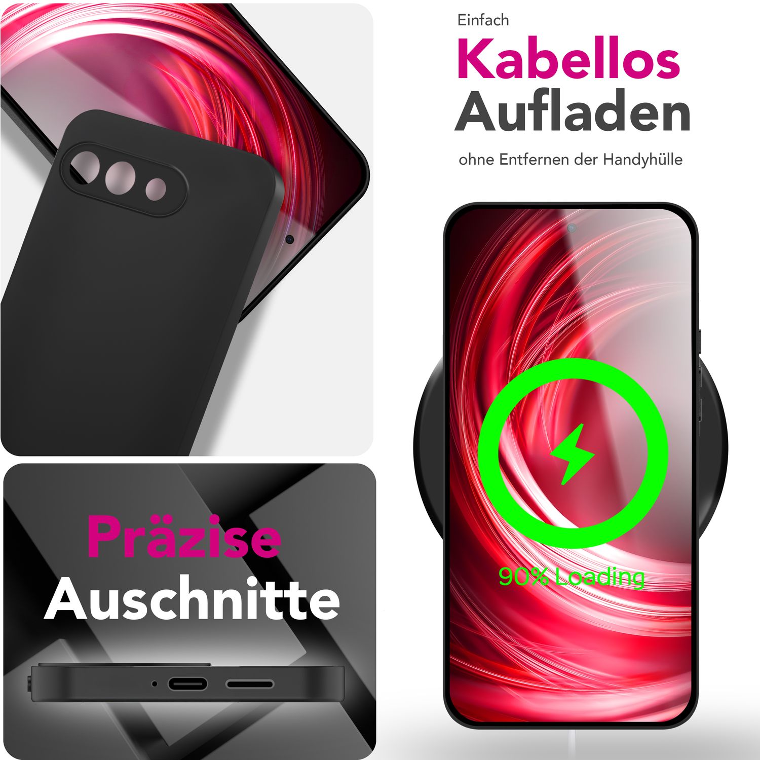 NALIA Strider Hülle für Google Pixel 9a – 1,28mm TPU Handyhülle Matt-Schwarz, Dünnes Softcase mit Staubschutz-Tasten, Kratzfestes Silikon Cover mit Grip, Schutzhülle im Slim Design Default Title NALIA SlimFit Hülle