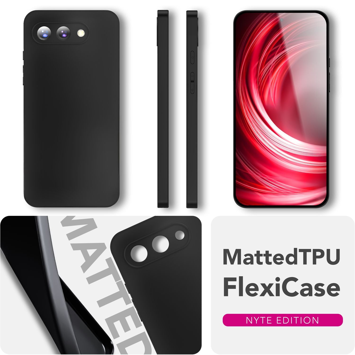 NALIA Strider Hülle für Google Pixel 9a – 1,28mm TPU Handyhülle Matt-Schwarz, Dünnes Softcase mit Staubschutz-Tasten, Kratzfestes Silikon Cover mit Grip, Schutzhülle im Slim Design Default Title NALIA SlimFit Hülle