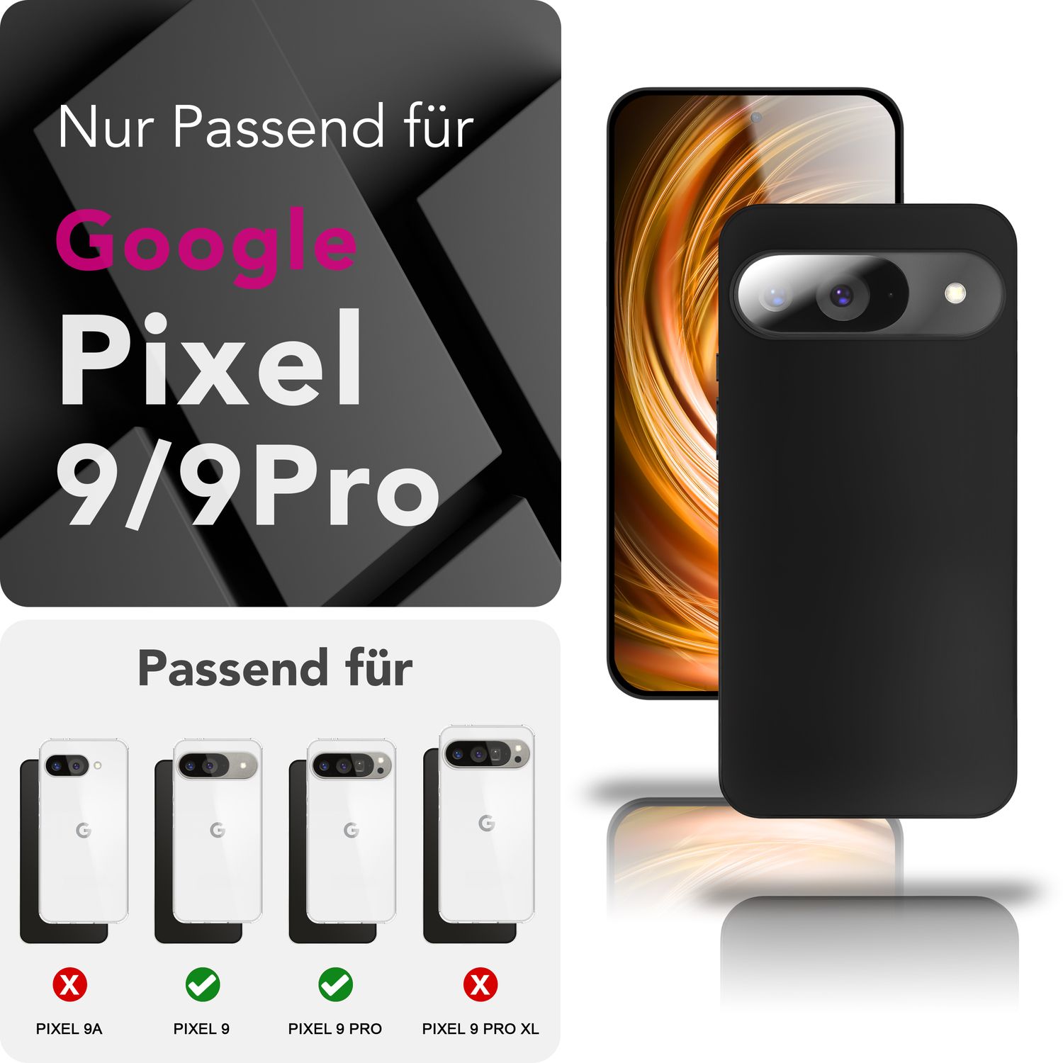 NALIA Strider Hülle für Google Pixel 9 – Schlankes 1,28mm TPU Cover in Matt-Schwarz, Handyhülle mit Soft-Touch Finish & Staubschutz-Tasten, Strapazierfähig, Kratzfeste Schutzhülle Default Title NALIA SlimFit Hülle