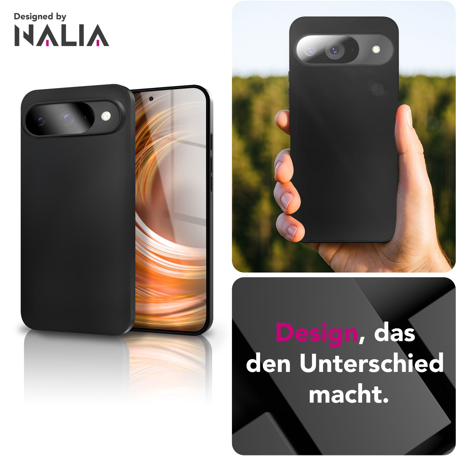 NALIA Strider Hülle für Google Pixel 9 – Schlankes 1,28mm TPU Cover in Matt-Schwarz, Handyhülle mit Soft-Touch Finish & Staubschutz-Tasten, Strapazierfähig, Kratzfeste Schutzhülle Default Title NALIA SlimFit Hülle