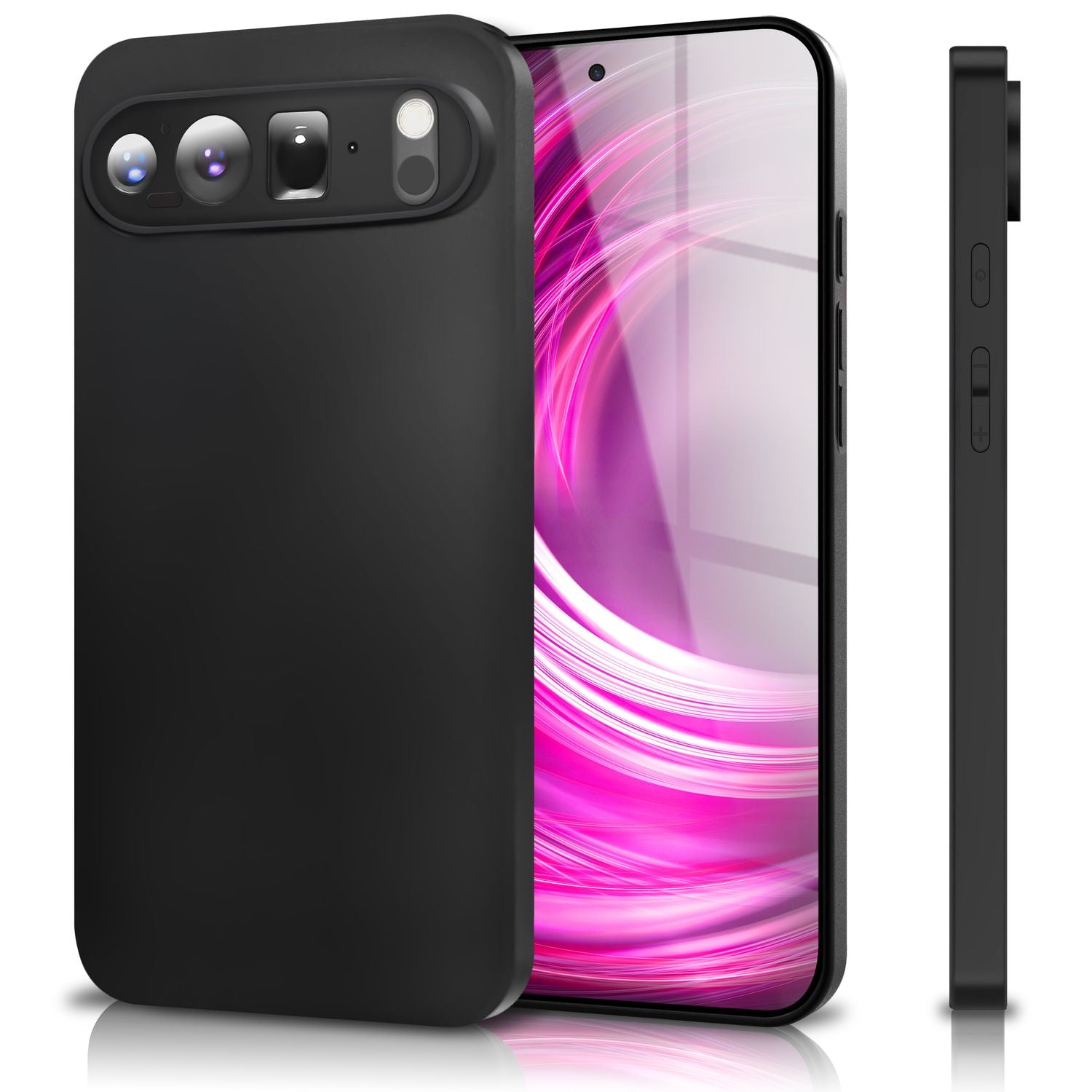 NALIA Strider Hülle für Google Pixel 9 Pro XL – Schwarze 1,28mm TPU Handyhülle im mattierten Blackout Look, Dünnes Cover mit Staubschutz-Tasten, Fingerabdruckarm, Ultra-Slim Case Default Title NALIA SlimFit Hülle