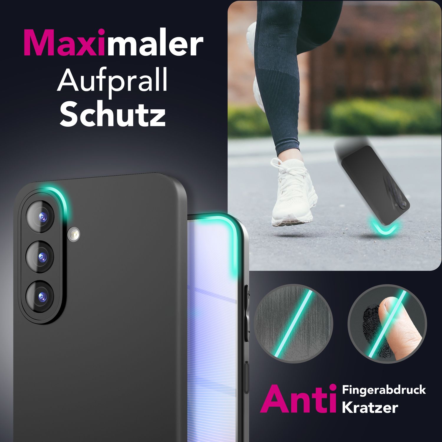NALIA Strider Hülle für Samsung Galaxy A26 – Ultraflaches TPU Case 1,28mm, Mattes Backcover mit Staubschutz-Buttons, Fingerabdruckarmes Finish, Schwarze Strapazierfähige Handyhülle Default Title NALIA SlimFit Hülle