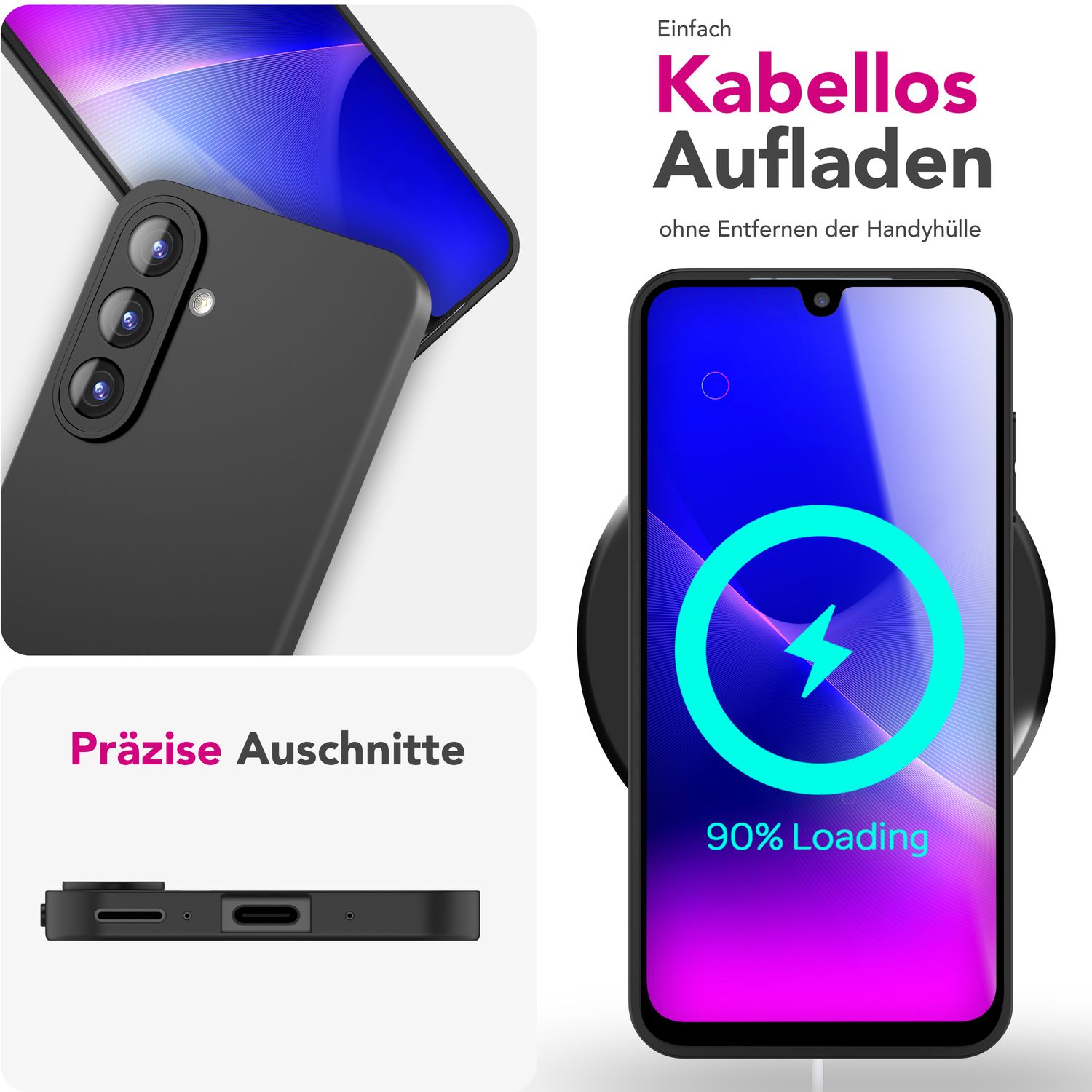 NALIA Strider Hülle für Samsung Galaxy A26 – Ultraflaches TPU Case 1,28mm, Mattes Backcover mit Staubschutz-Buttons, Fingerabdruckarmes Finish, Schwarze Strapazierfähige Handyhülle Default Title NALIA SlimFit Hülle