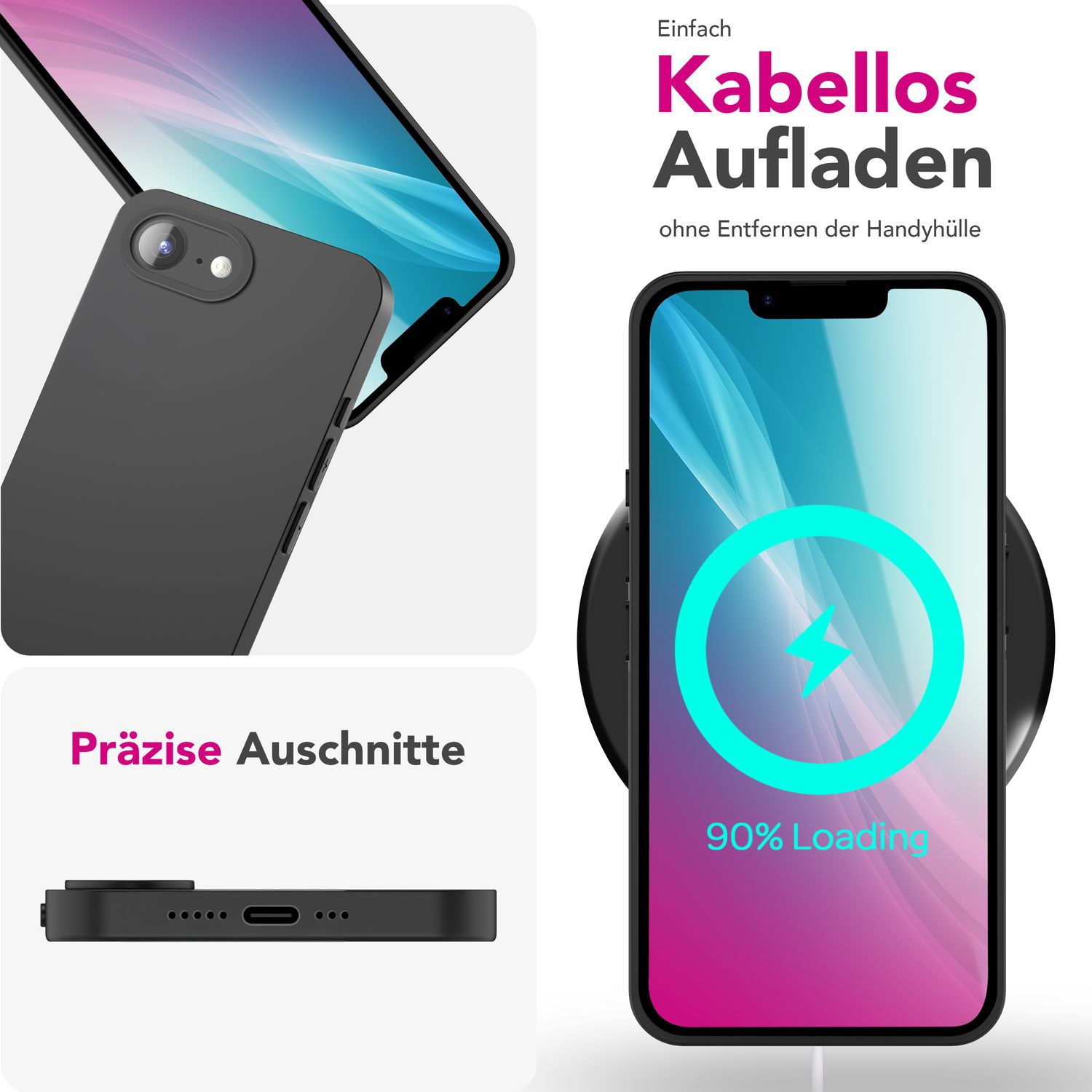 NALIA Strider Hülle für iPhone 16e, Ultradünnes 1,28 mm Slim TPU Case, Mattes Finish, Staubschutz durch Tastenabdeckung, Passgenaue Soft-Touch Schale, Schwarze Handyhülle Default Title NALIA SlimFit Hülle