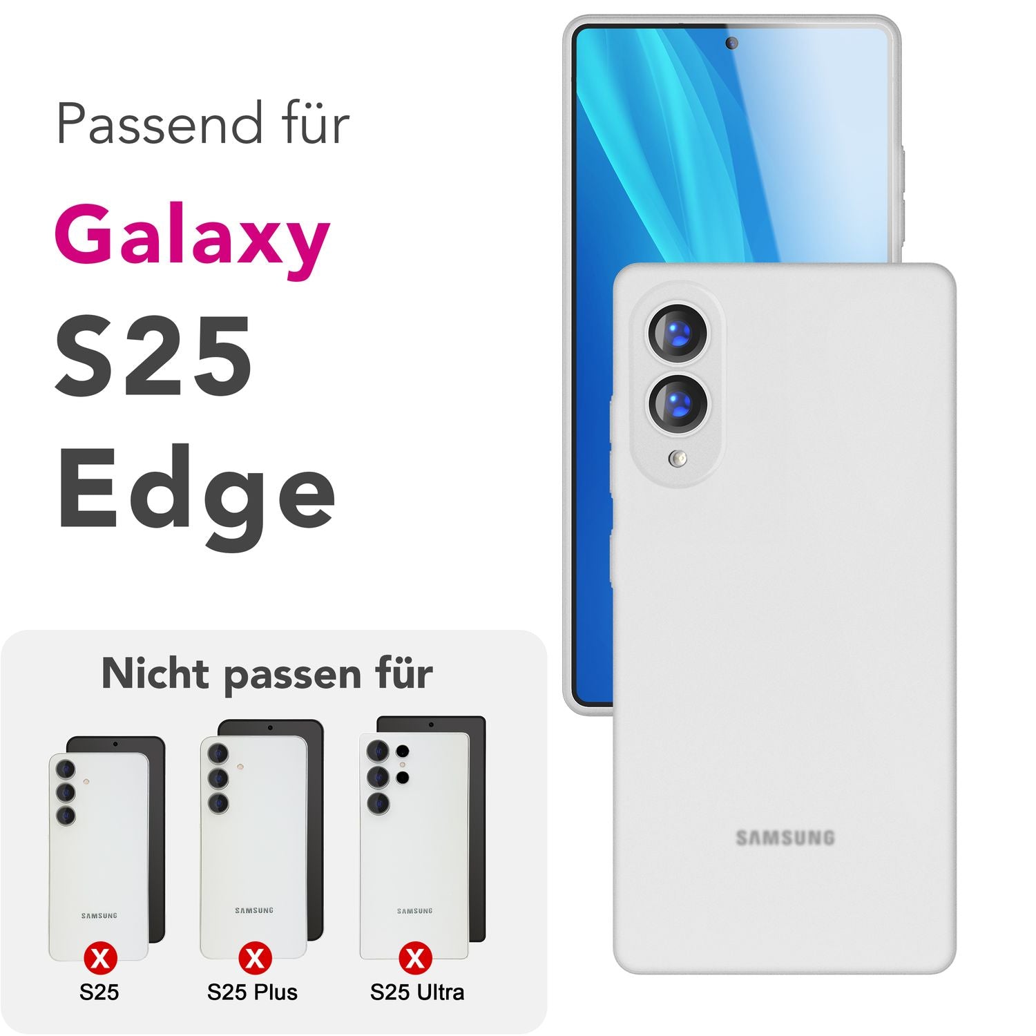 NALIA Phantom Hülle für Samsung Galaxy S25 Edge – Extrem Dünn 0,3mm, Mattiert, Anti-Fingerabdruck, Schlankes Hardcover, Federleicht, Ultra-Slim Handycover