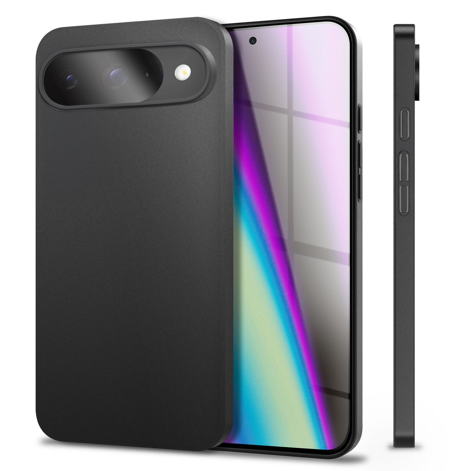 NALIA Phantom Hülle für Google Pixel 9 – Ultradünn 0,3mm, Mattierte Handyhülle im Slim Design, Anti-Fingerprint Cover, Extrem Leichtes Hardcase, Minimalistisch Schwarz Opak NALIA SlimFit Hülle