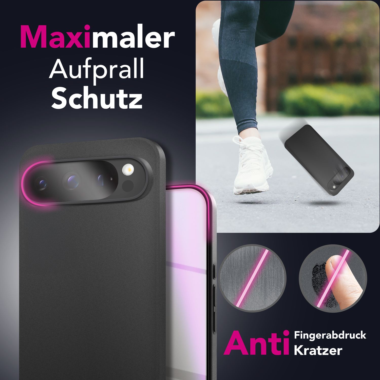 NALIA Phantom Hülle für Google Pixel 9 Pro XL – Extrem Dünnes 0,3mm Hardcase, Matte Schutzhülle im Sleek Design, Anti-Flecken Oberfläche, Leichte Handyhülle Schwarz Opak NALIA SlimFit Hülle