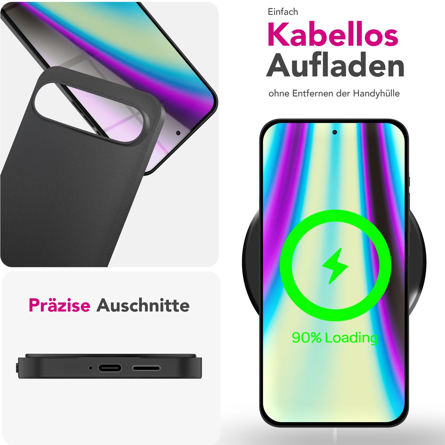 NALIA Phantom Hülle für Google Pixel 9 Pro XL – Extrem Dünnes 0,3mm Hardcase, Matte Schutzhülle im Sleek Design, Anti-Flecken Oberfläche, Leichte Handyhülle Schwarz Opak NALIA SlimFit Hülle