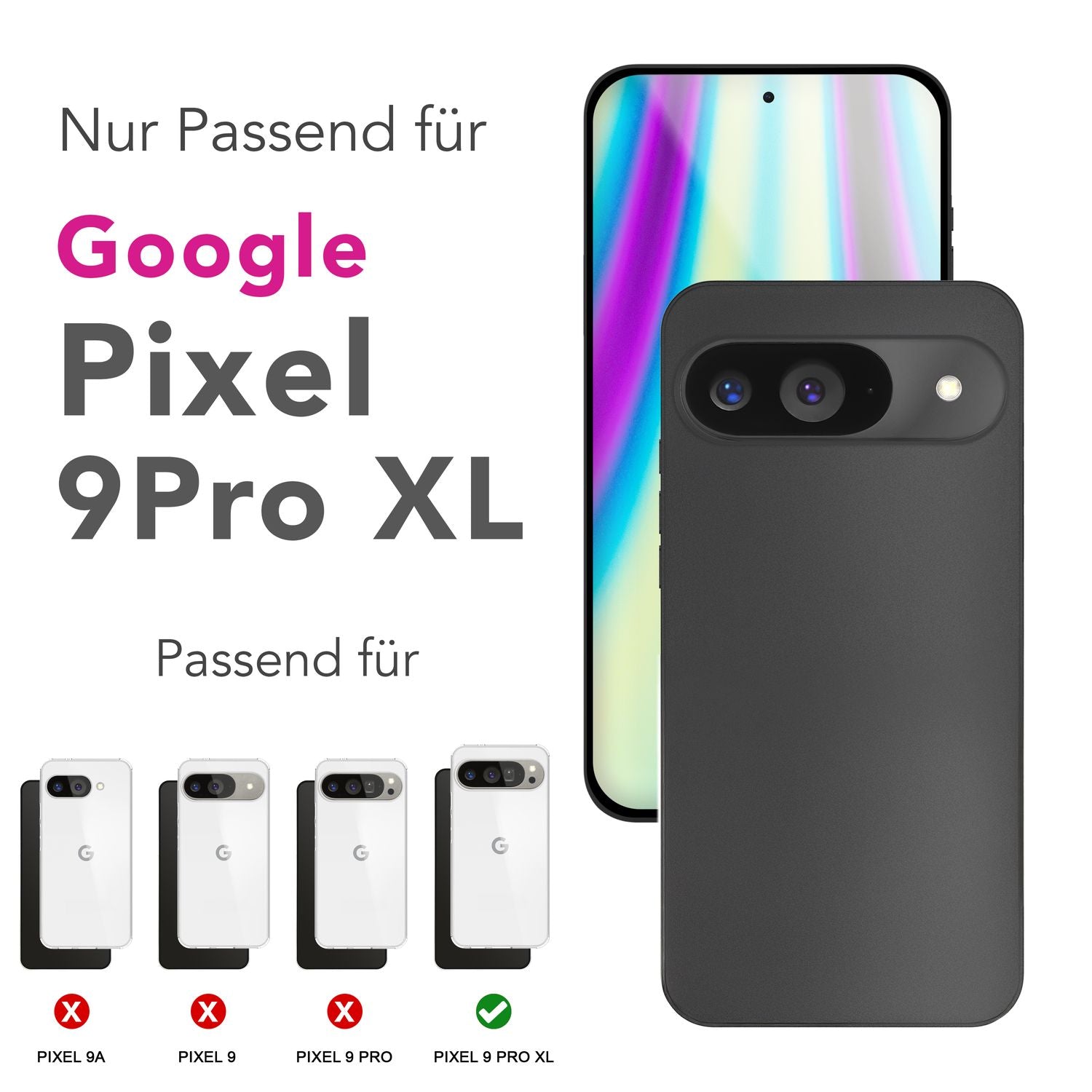 NALIA Phantom Hülle für Google Pixel 9 Pro XL – Extrem Dünnes 0,3mm Hardcase, Matte Schutzhülle im Sleek Design, Anti-Flecken Oberfläche, Leichte Handyhülle Schwarz Opak NALIA SlimFit Hülle