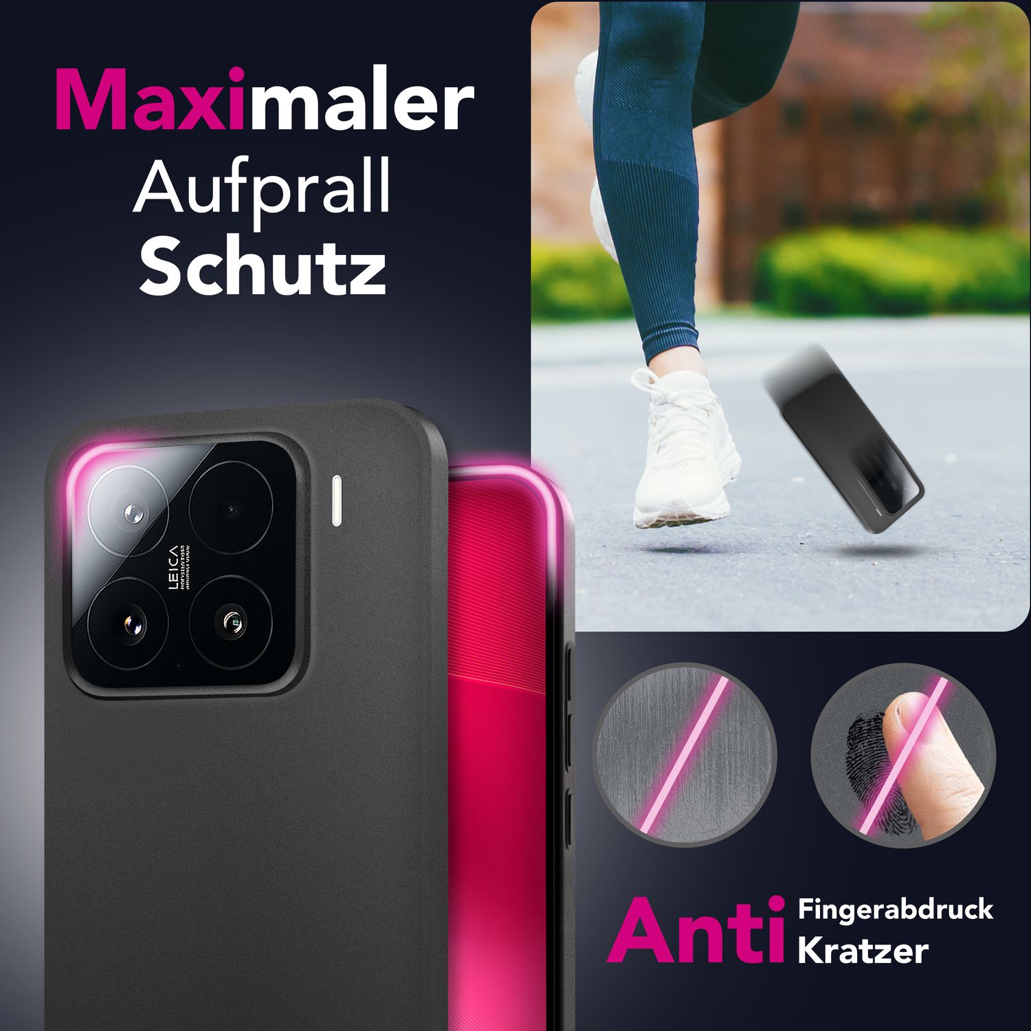 NALIA Phantom Hülle für Xiaomi 15 – Ultradünnes 0,3mm Cover, Mattes Finish, Anti-Fingerprint, Federleichte Handyhülle im Slim Design, Minimalistische Schutzhülle Schwarz Opak NALIA SlimFit Hülle