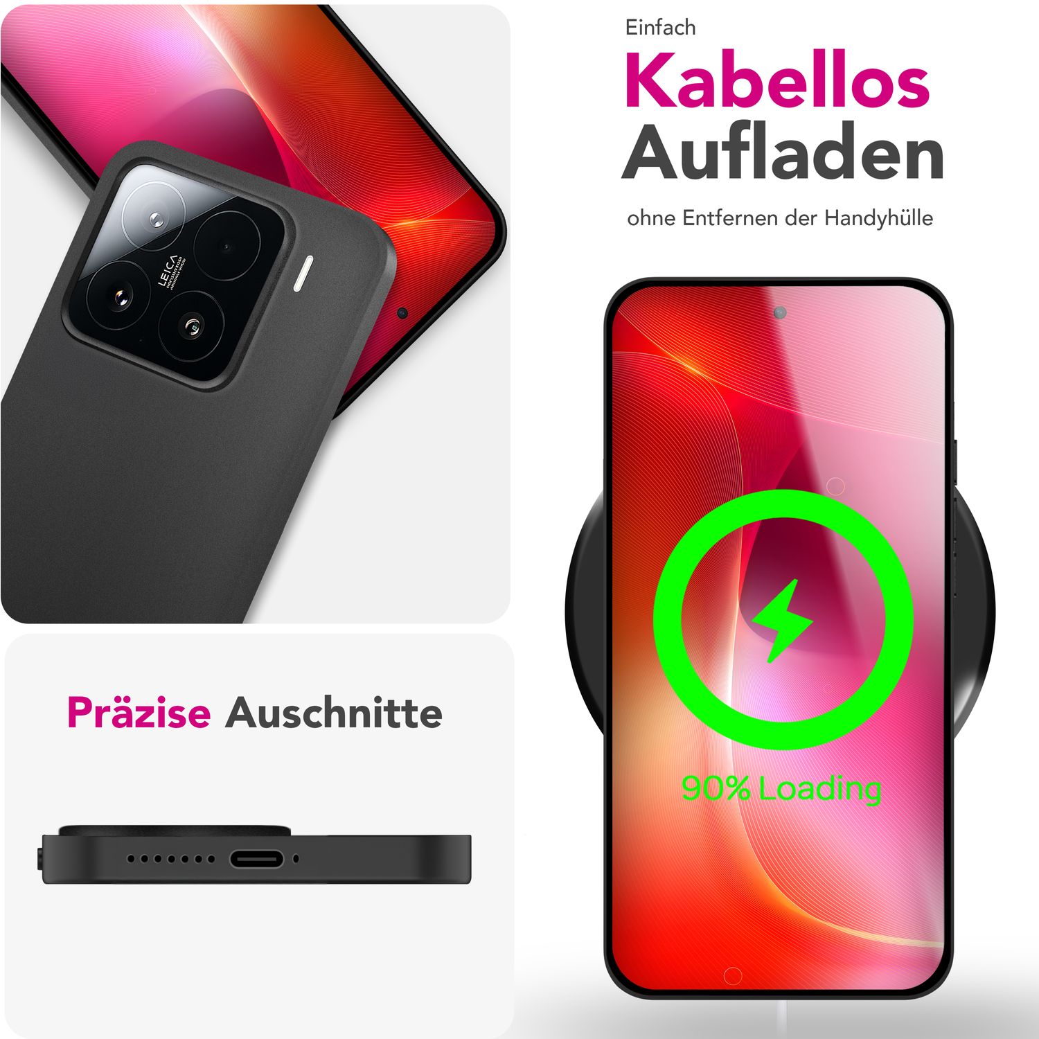 NALIA Phantom Hülle für Xiaomi 15 – Ultradünnes 0,3mm Cover, Mattes Finish, Anti-Fingerprint, Federleichte Handyhülle im Slim Design, Minimalistische Schutzhülle Schwarz Opak NALIA SlimFit Hülle