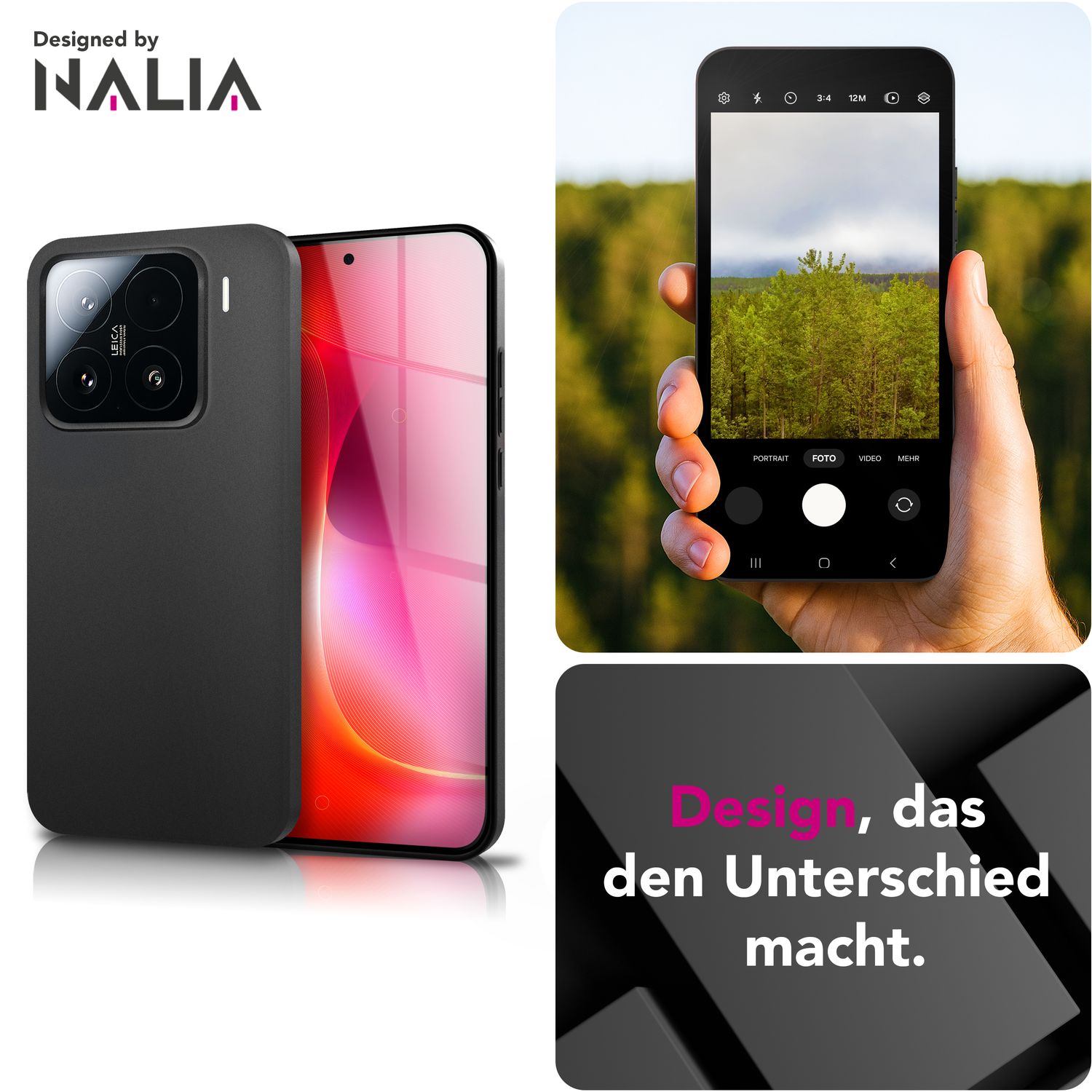 NALIA Phantom Hülle für Xiaomi 15 – Ultradünnes 0,3mm Cover, Mattes Finish, Anti-Fingerprint, Federleichte Handyhülle im Slim Design, Minimalistische Schutzhülle Schwarz Opak NALIA SlimFit Hülle