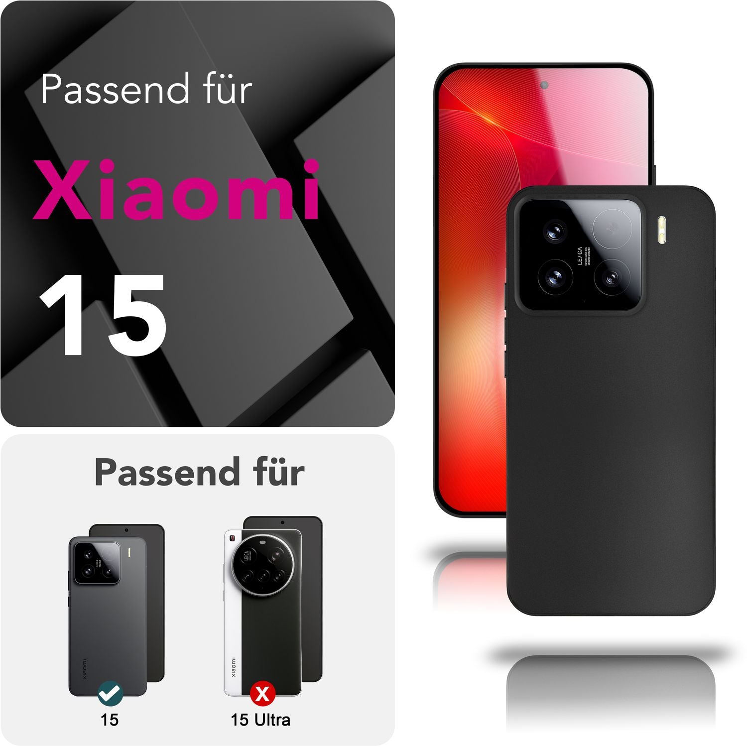 NALIA Phantom Hülle für Xiaomi 15 – Ultradünnes 0,3mm Cover, Mattes Finish, Anti-Fingerprint, Federleichte Handyhülle im Slim Design, Minimalistische Schutzhülle Schwarz Opak NALIA SlimFit Hülle