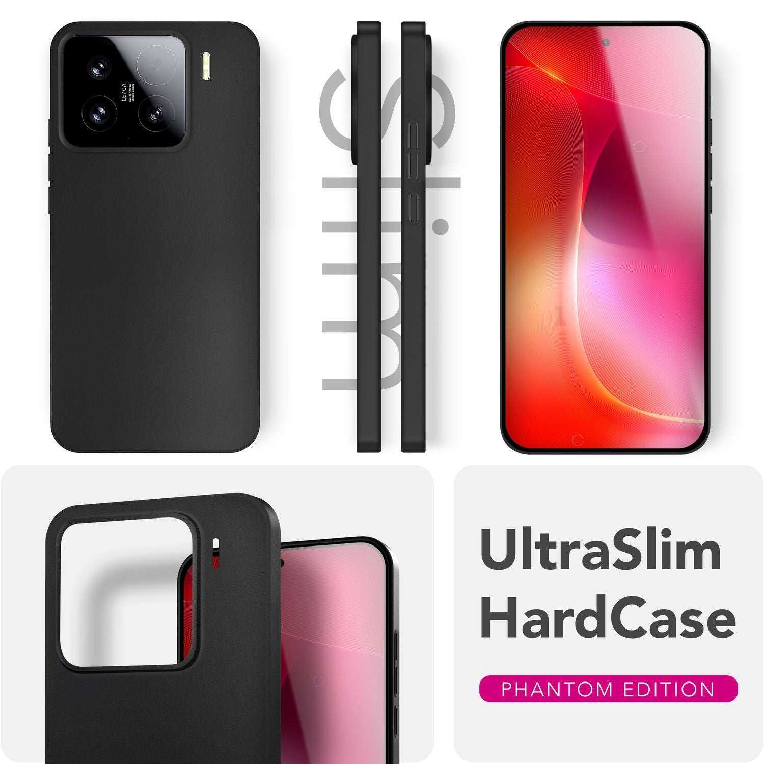 NALIA Phantom Hülle für Xiaomi 15 – Ultradünnes 0,3mm Cover, Mattes Finish, Anti-Fingerprint, Federleichte Handyhülle im Slim Design, Minimalistische Schutzhülle Schwarz Opak NALIA SlimFit Hülle