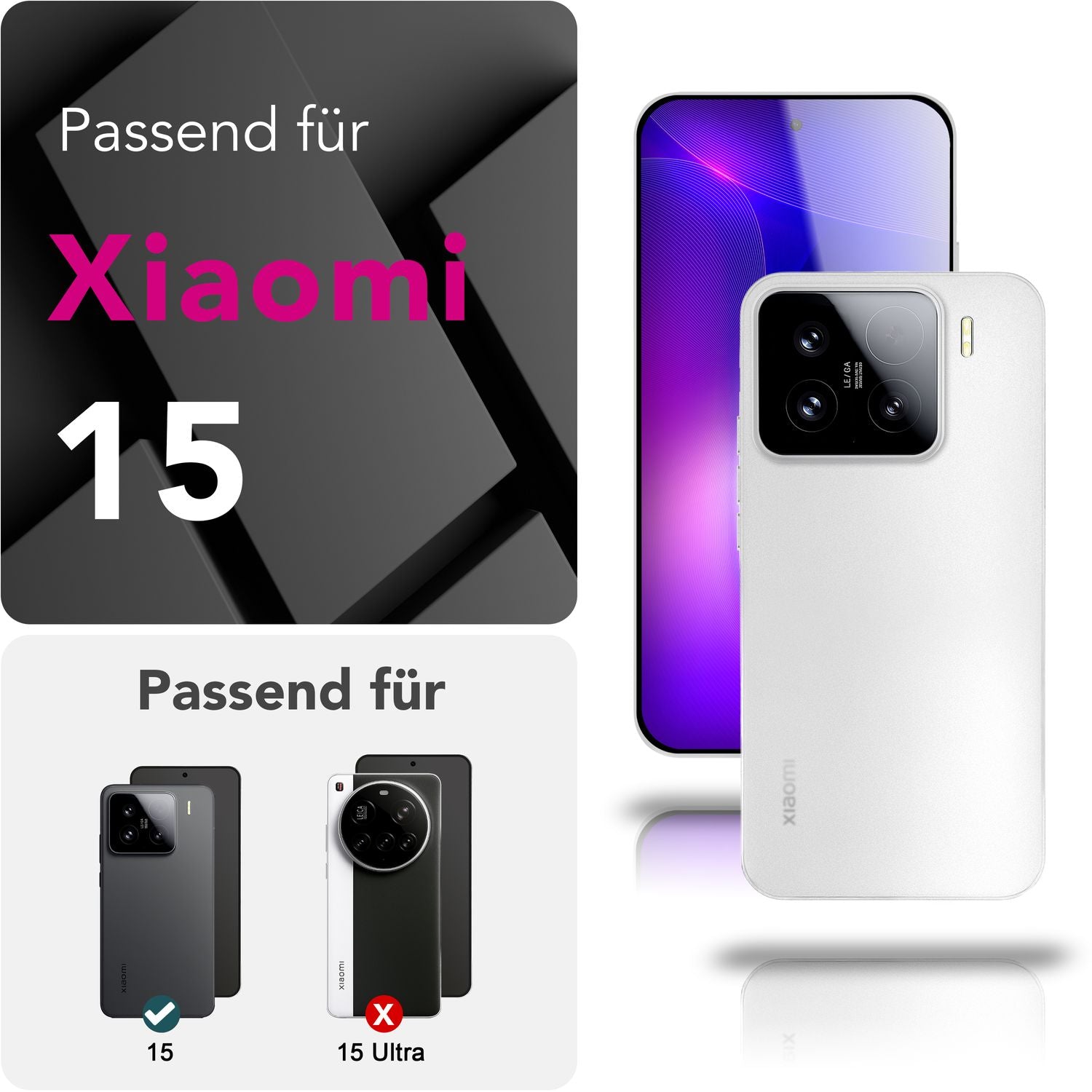 NALIA Phantom Hülle für Xiaomi 15 – Ultradünnes 0,3mm Cover, Mattes Finish, Anti-Fingerprint, Federleichte Handyhülle im Slim Design, Minimalistische Schutzhülle Weiß Transparent NALIA SlimFit Hülle