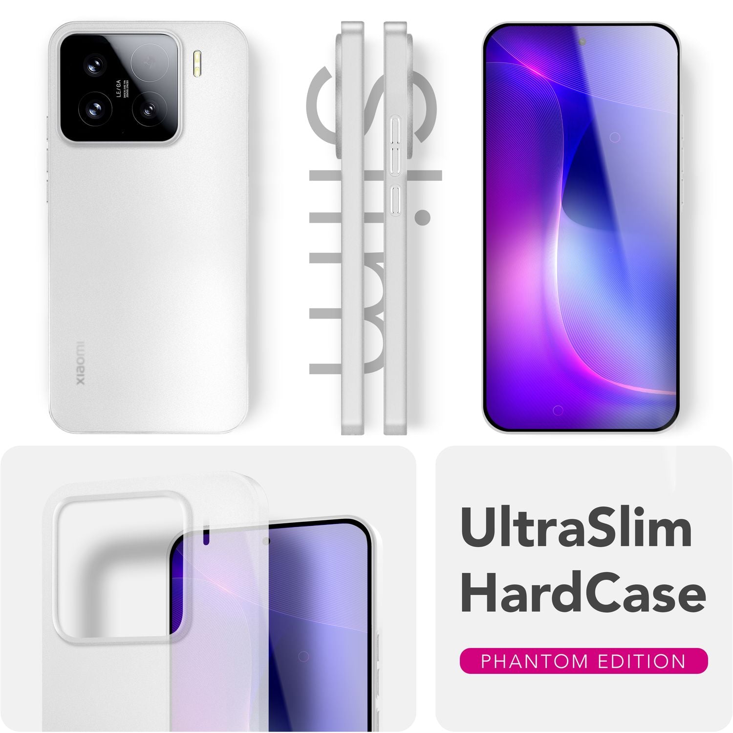 NALIA Phantom Hülle für Xiaomi 15 – Ultradünnes 0,3mm Cover, Mattes Finish, Anti-Fingerprint, Federleichte Handyhülle im Slim Design, Minimalistische Schutzhülle Weiß Transparent NALIA SlimFit Hülle