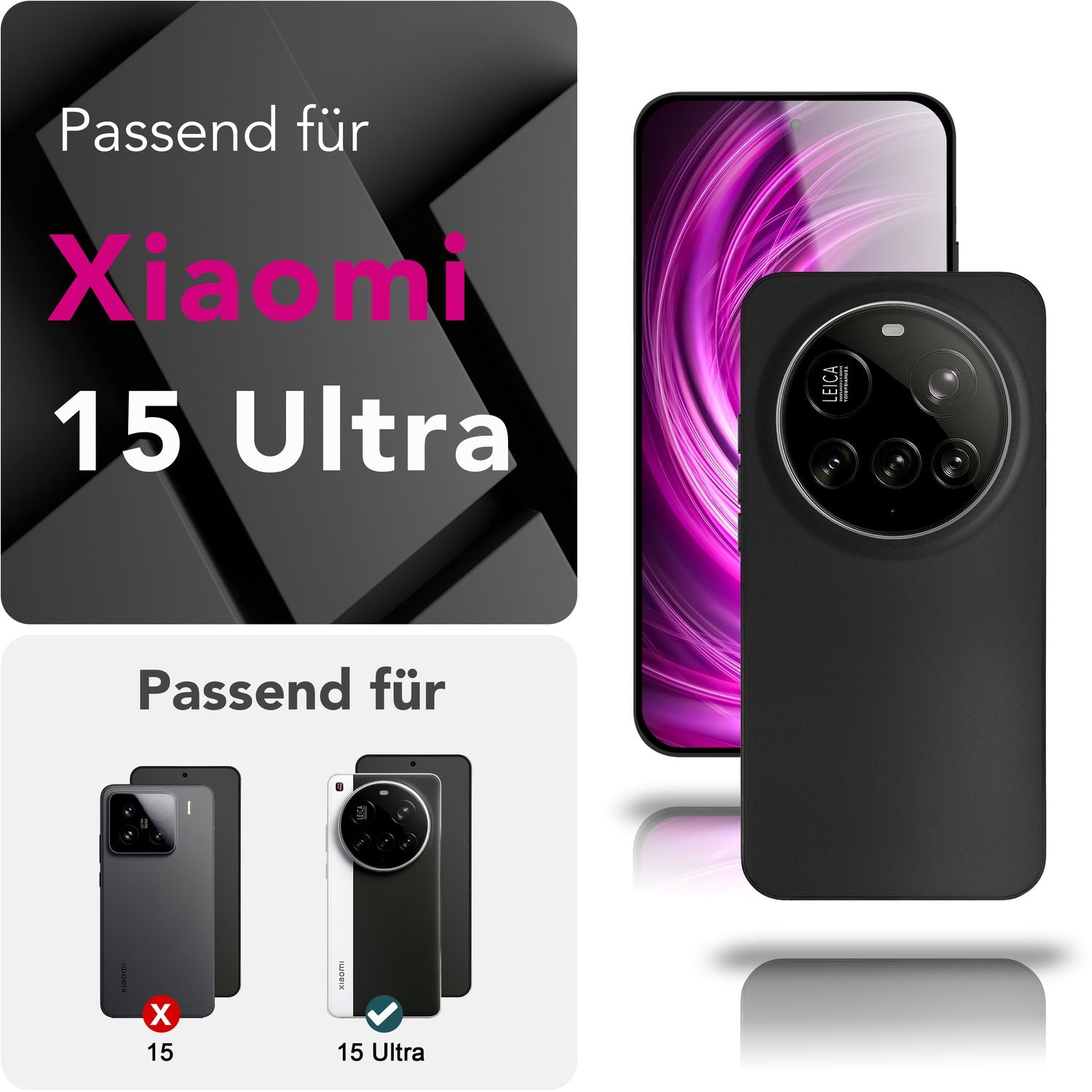 NALIA Phantom Hülle für Xiaomi 15 Ultra – Ultradünnes 0,3mm Hardcase, Mattierte Oberfläche, Anti-Fingerprint, Leichtes Slim Phone Cover, Minimalistische Handyhülle Schwarz Opak NALIA SlimFit Hülle