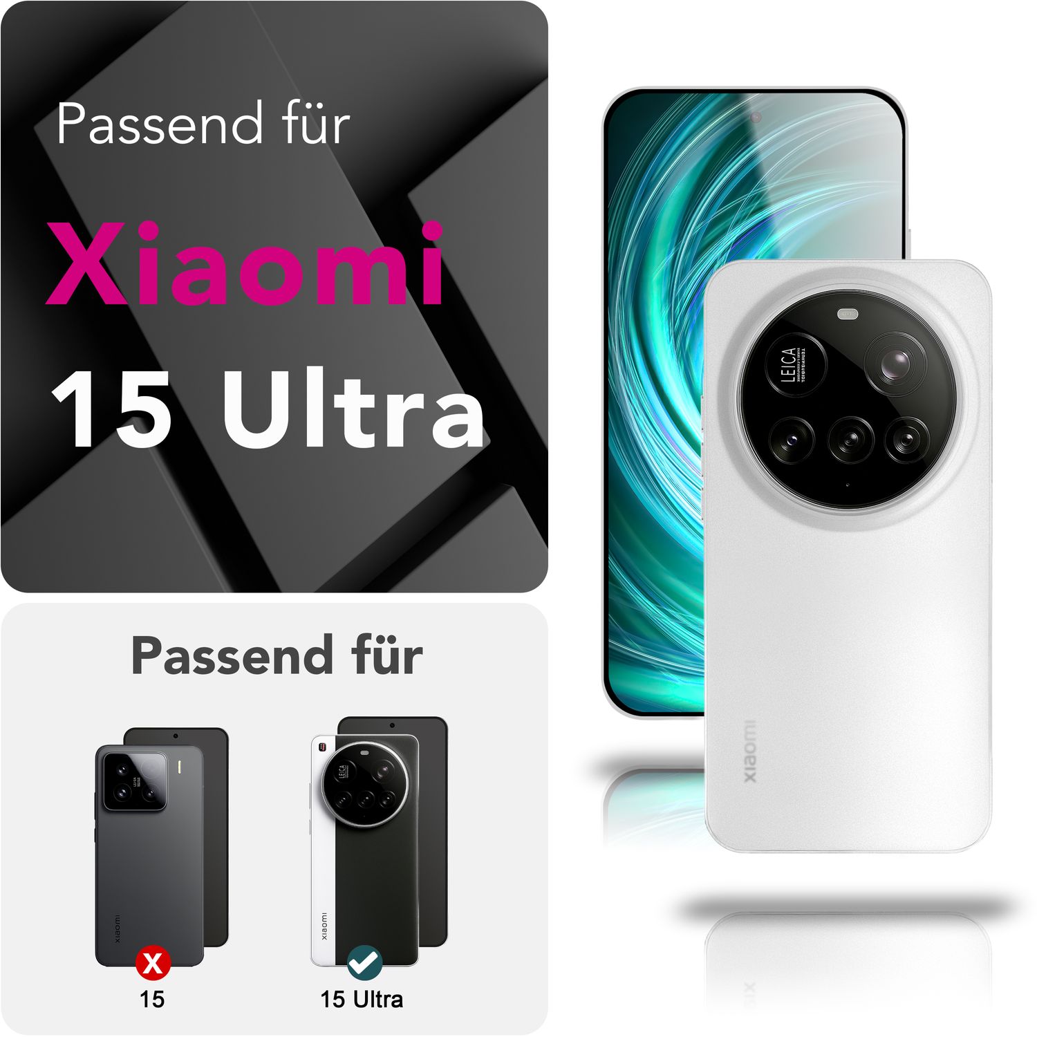 NALIA Phantom Hülle für Xiaomi 15 Ultra – Ultradünnes 0,3mm Hardcase, Mattierte Oberfläche, Anti-Fingerprint, Leichtes Slim Phone Cover, Minimalistische Handyhülle Weiß Transparent NALIA SlimFit Hülle