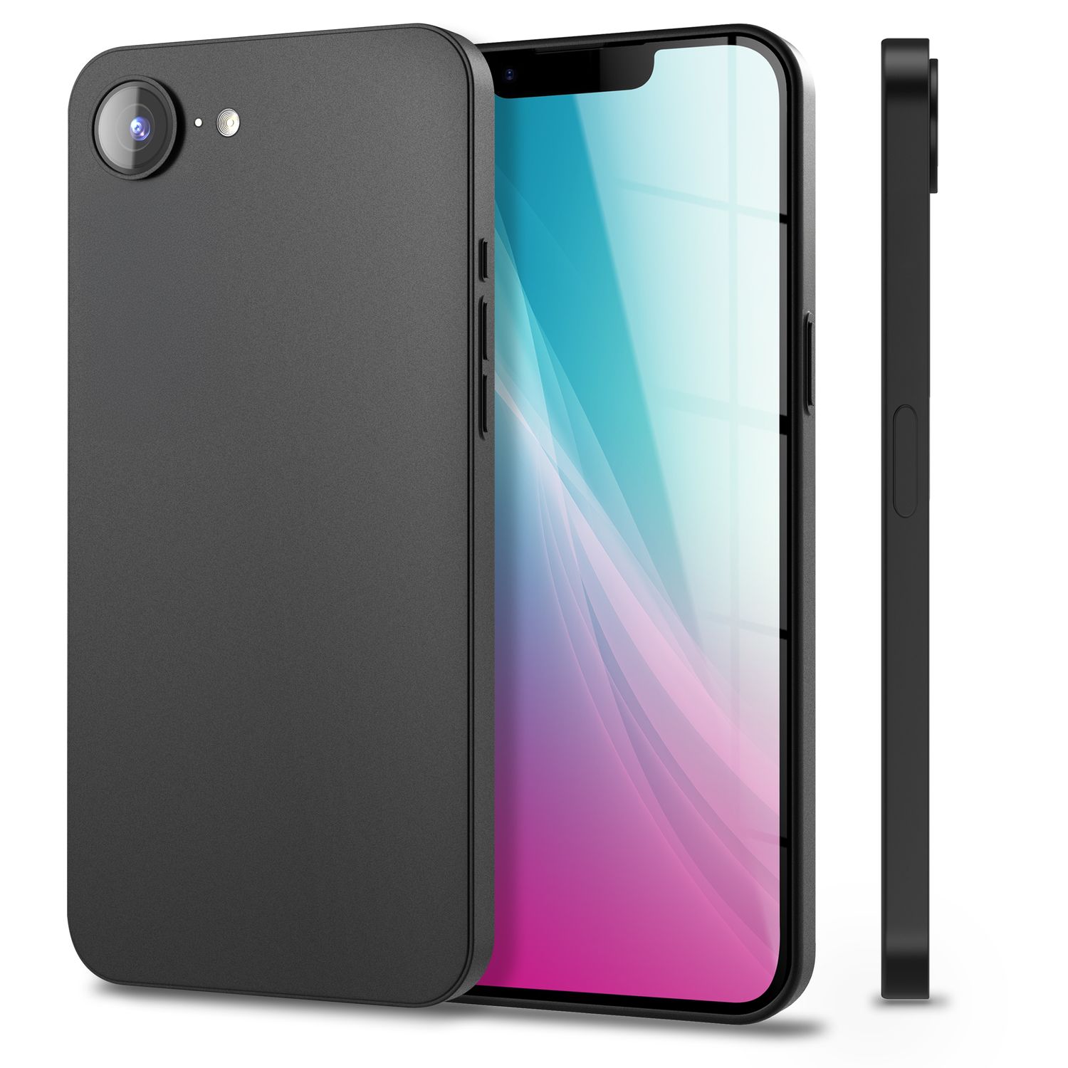 NALIA Phantom Hülle für iPhone 16e, Extrem Dünn, 0,3mm Hardcover, Mattes Design, Soft-Touch & Rutschfest, Minimalistisch & Elegant, Anti-Fingerprint Handyhülle Schwarz Opak NALIA SlimFit Hülle
