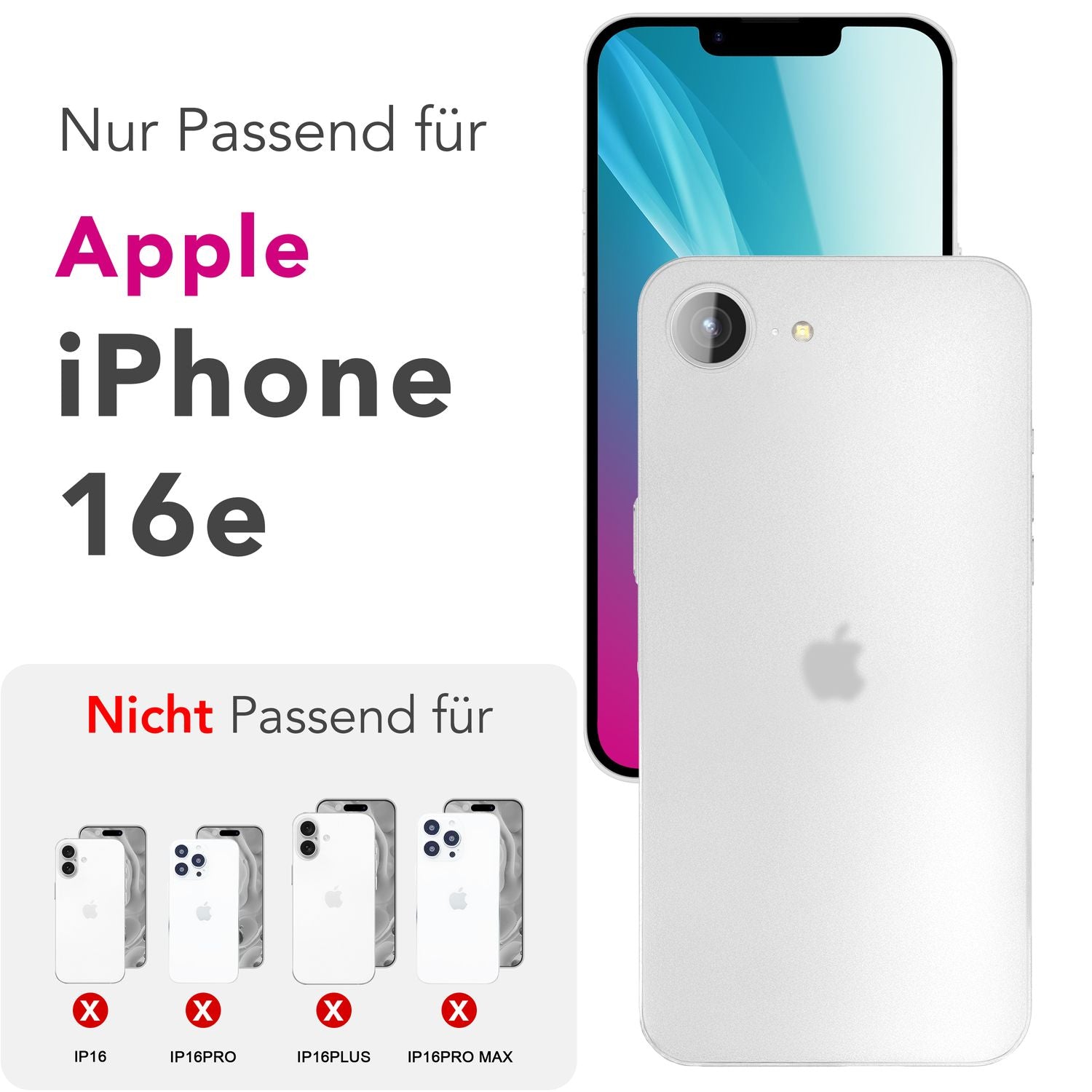 NALIA Phantom Hülle für iPhone 16e, Extrem Dünn, 0,3mm Hardcover, Mattes Design, Soft-Touch & Rutschfest, Minimalistisch & Elegant, Anti-Fingerprint Handyhülle Weiß Transparent NALIA SlimFit Hülle