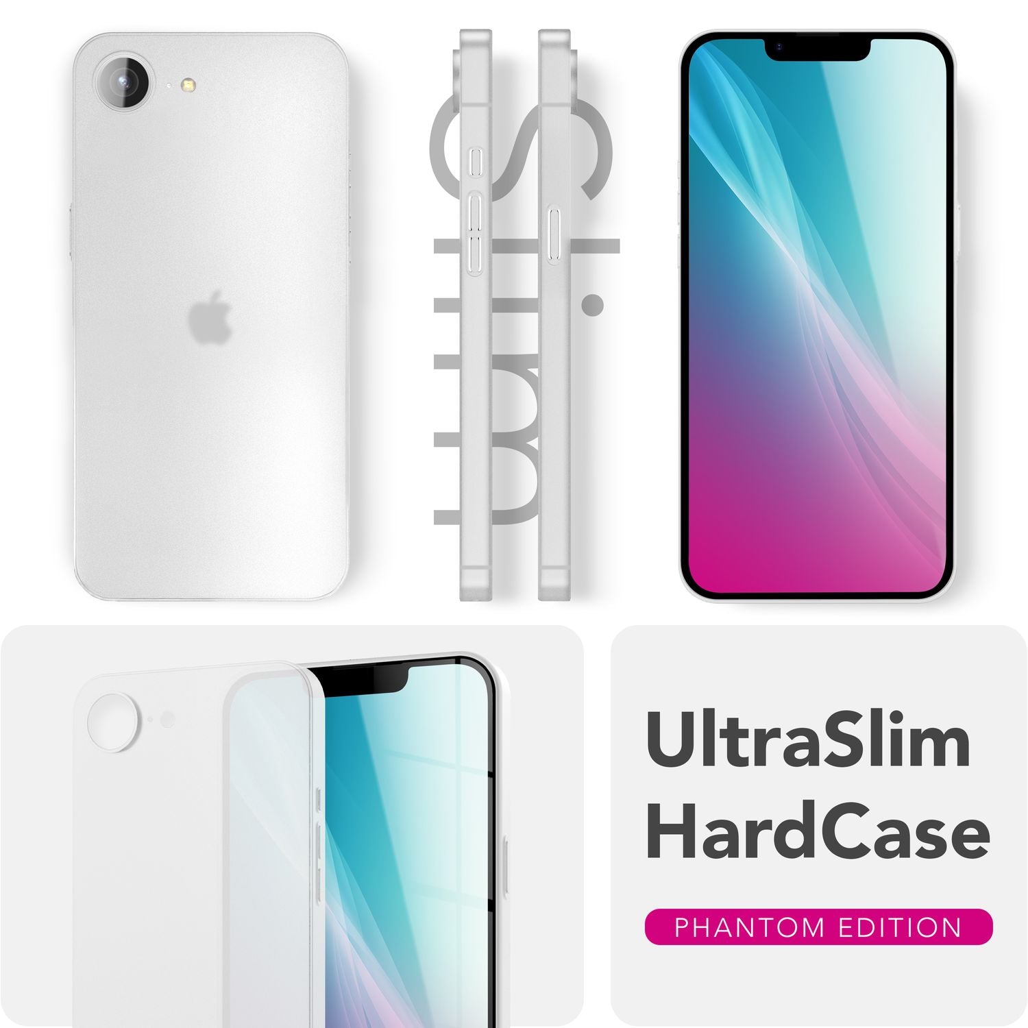 NALIA Phantom Hülle für iPhone 16e, Extrem Dünn, 0,3mm Hardcover, Mattes Design, Soft-Touch & Rutschfest, Minimalistisch & Elegant, Anti-Fingerprint Handyhülle Weiß Transparent NALIA SlimFit Hülle