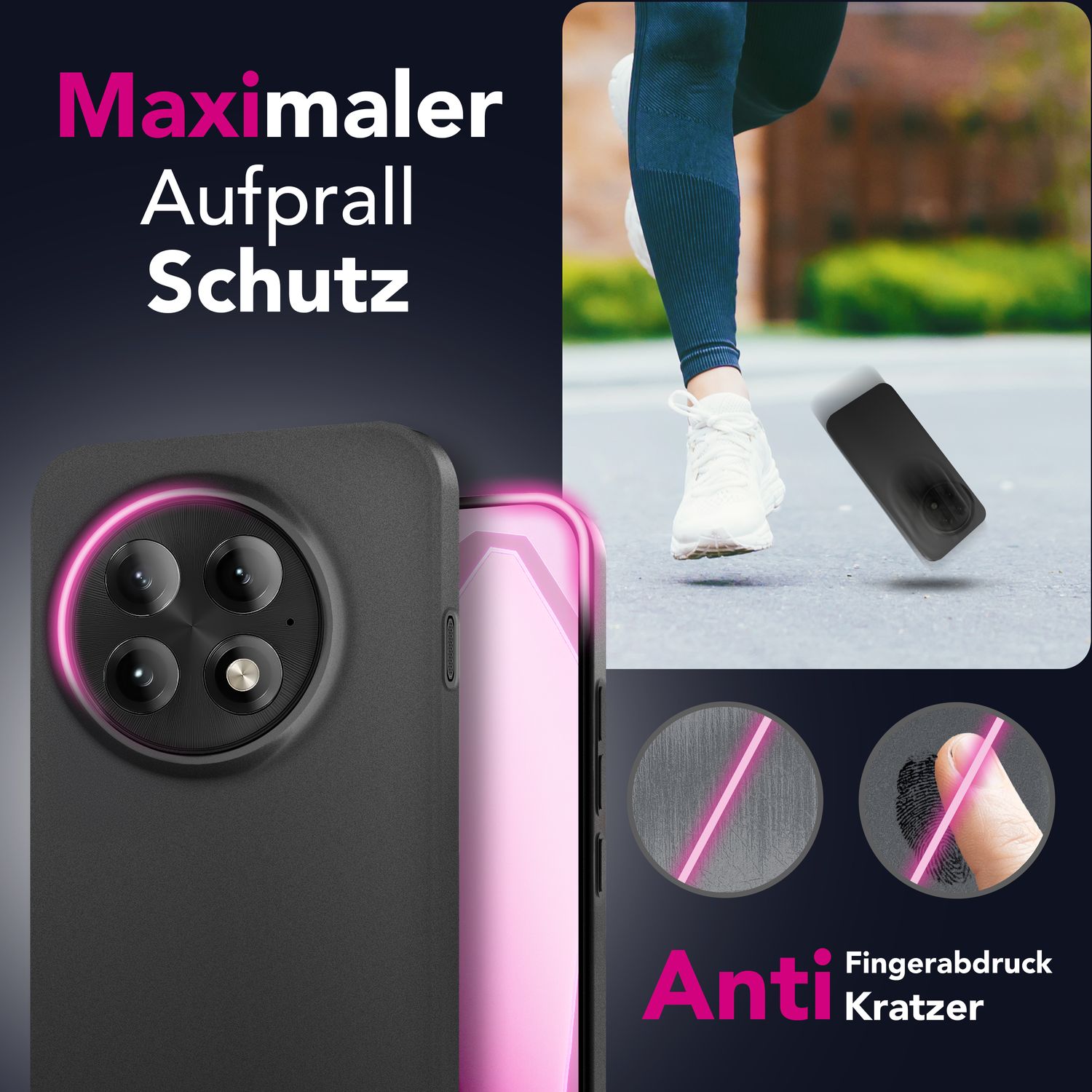 NALIA Phantom Hülle für OnePlus 13 – Ultradünnes 0,3mm Handycase, Matt Beschichtet, Anti-Fingerprint Cover, Extrem Leichtes Hardcase, Schutzhülle im Minimal-Style Schwarz Opak NALIA SlimFit Hülle
