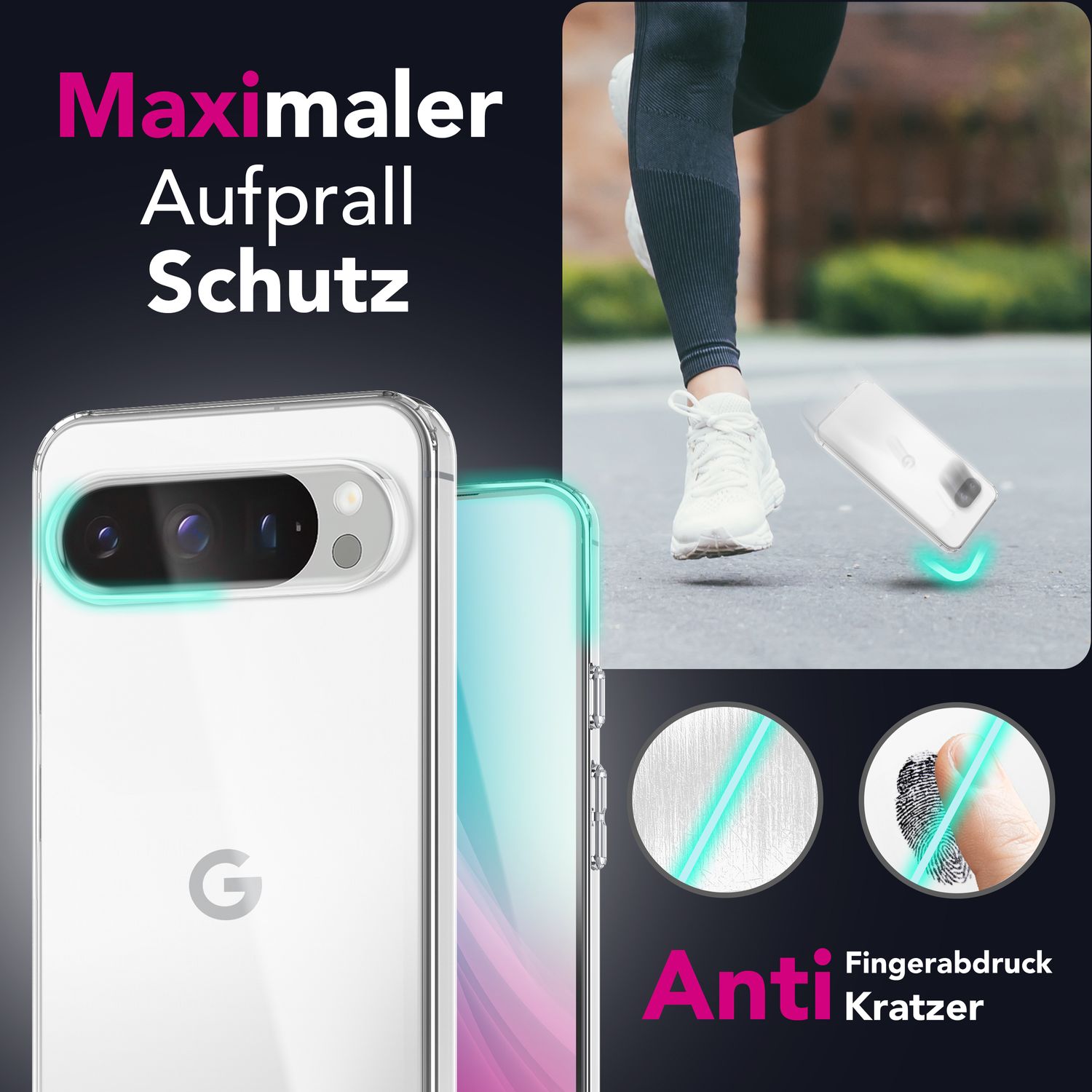 NALIA AirFlex Hülle für Google Pixel 9 Pro – Klare TPU Schutzhülle, Transparent, Flexibel & Formstabil, Strapazierfähig & Robust, Schutz vor Kratzern & Stößen, Dezente Handyhülle Default Title NALIA Transparente Hülle