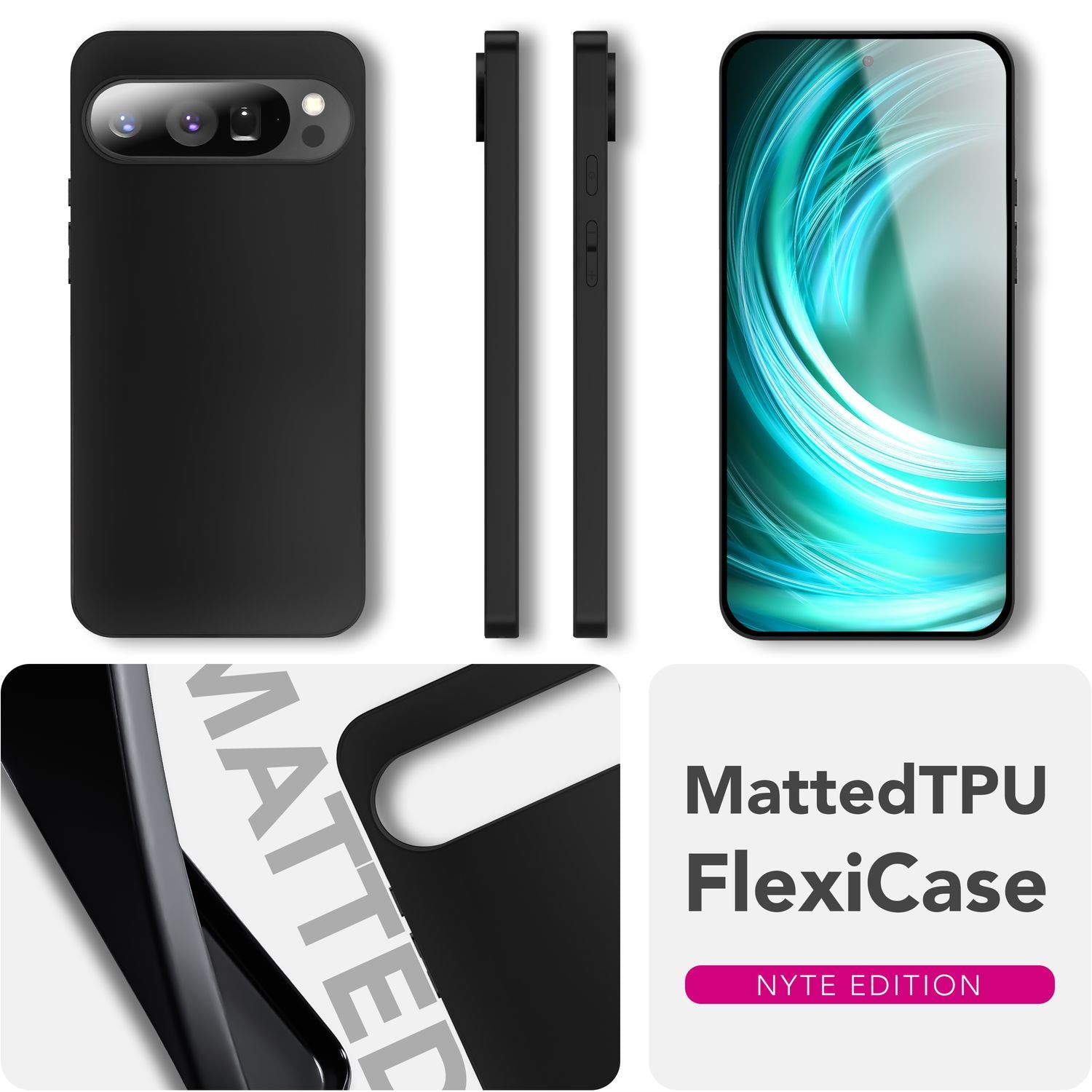 NALIA Strider Hülle für Google Pixel 9 Pro – Ultradünnes 1,28mm TPU Case, Mattes Schwarz, Handyhülle mit Staubgeschützten Tasten, Anti-Fingerprint Beschichtung, Slim Cover Default Title NALIA SlimFit Hülle