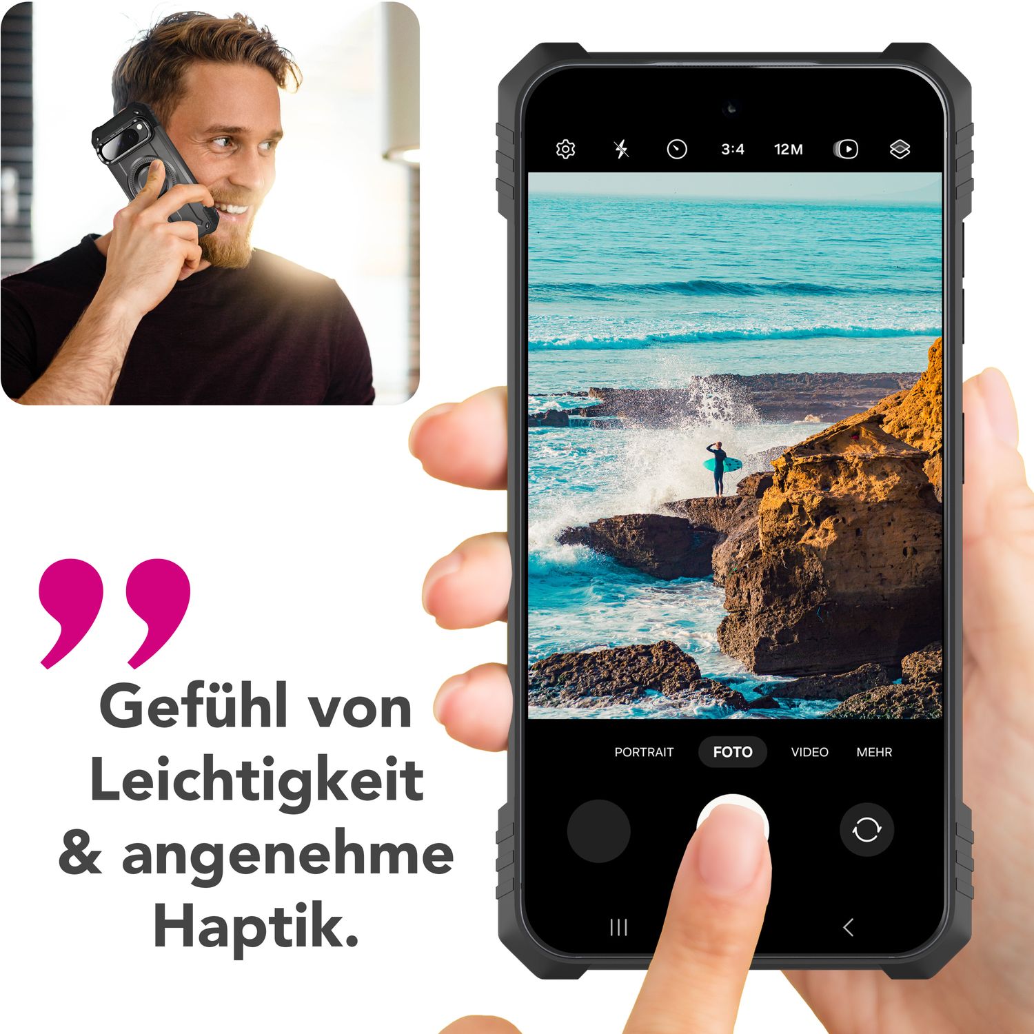 NALIA Granite Hülle für Google Pixel 9 Pro – Handyhülle für MagSafe, Extrem Widerstandsfähige Panzerhülle mit Kickstand, Harte Rückseite & Schutzrahmen gegen Aufprall