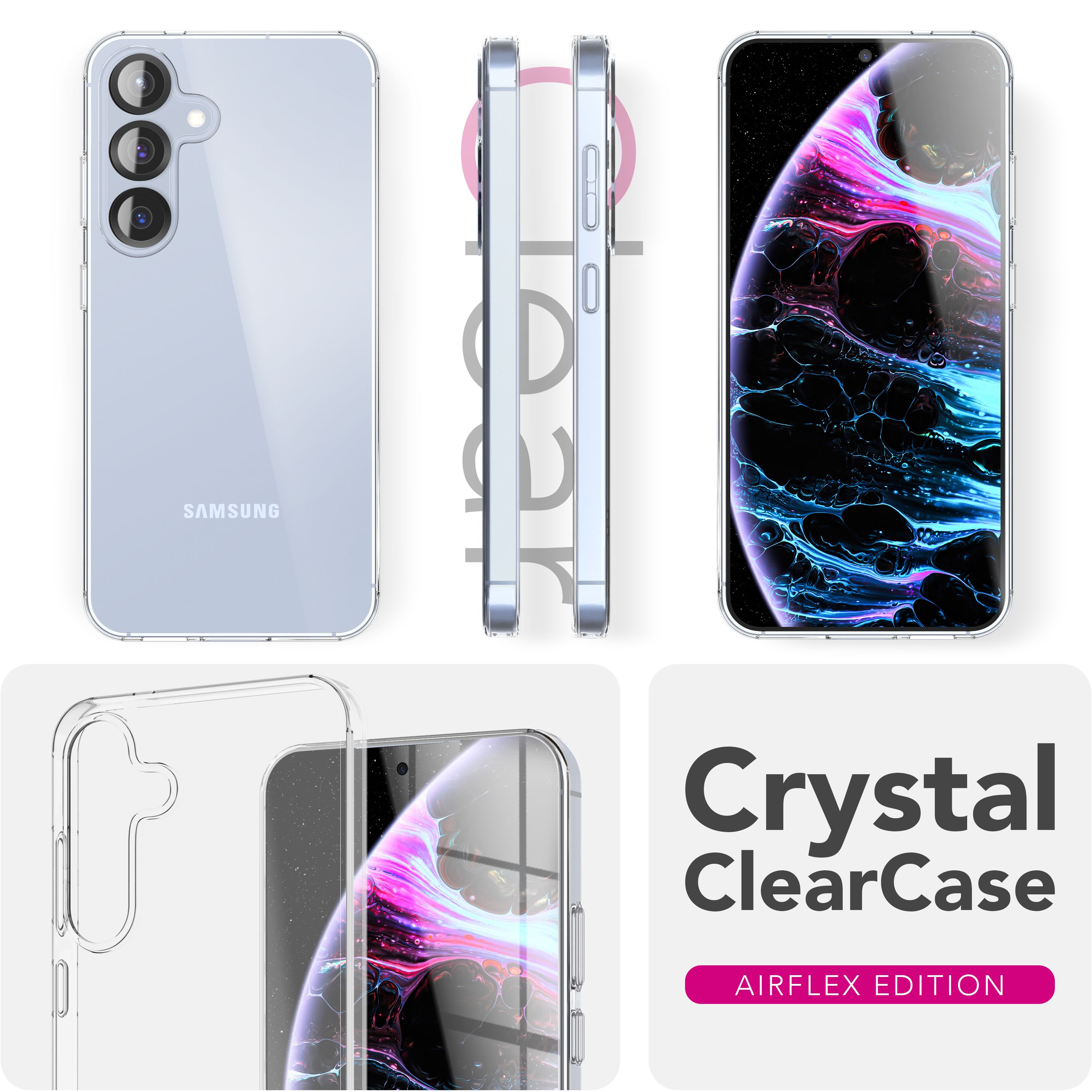 NALIA Hülle AirFlex für Samsung Galaxy S25 FE (Kristallklare Silikonhülle) - Transparentes TPU Case, Anti-Gelb Effekt, Schlank & Leicht, Kratzfest & Griffig, Crystal Clear Cover