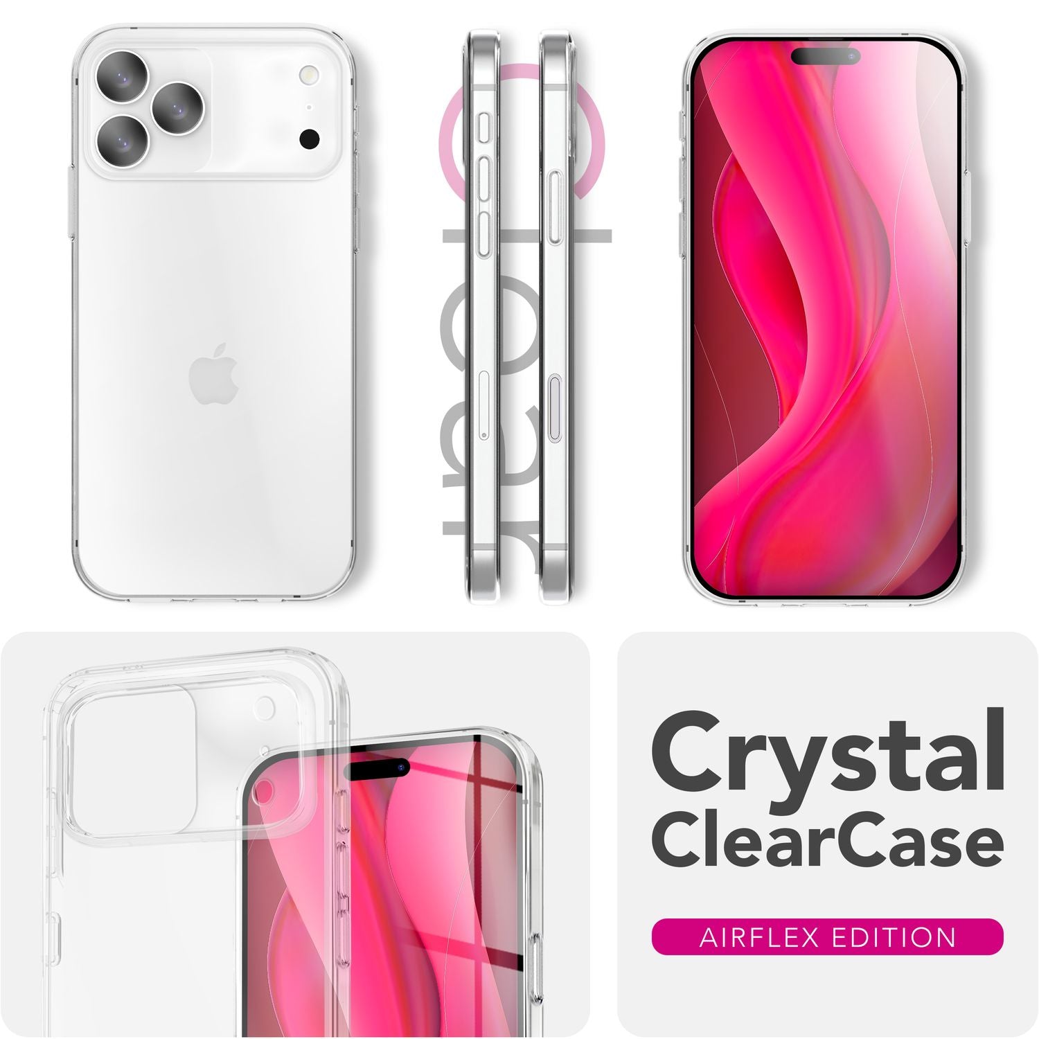 NALIA Hülle AirFlex für Apple iPhone 17 Pro (Kristallklare Silikonhülle) - Transparentes TPU Cover, Schlank & Leicht, Anti-Gelb Effekt, Kratzfest & Robust, Clear Design Handyhülle Default Title NALIA Transparente Hülle