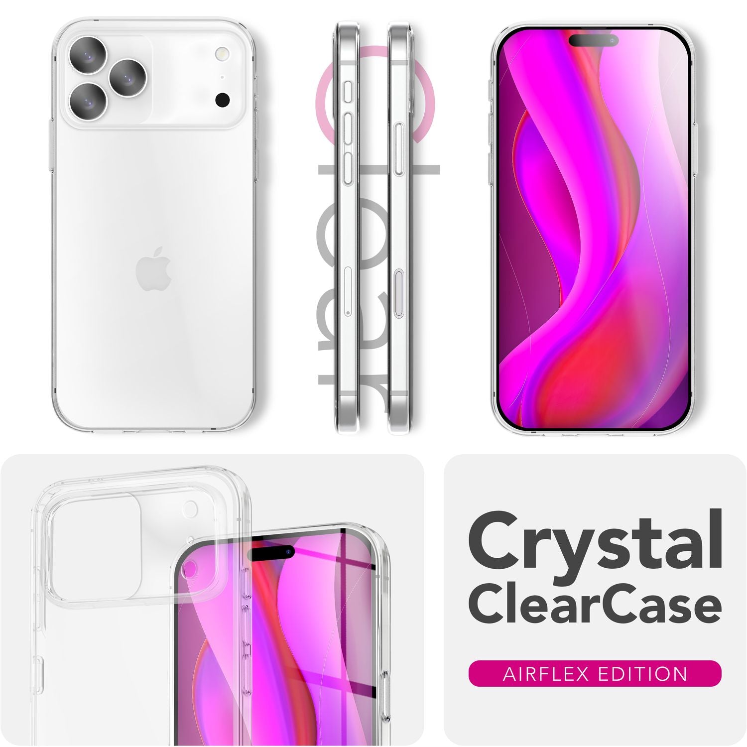NALIA Hülle AirFlex für Apple iPhone 17 Pro Max (Kristallklare Silikonhülle) - Transparentes TPU Case, Anti-Gelb Effekt, Robust & Kratzresistent, Durchsichtige Handyhülle Default Title NALIA Transparente Hülle